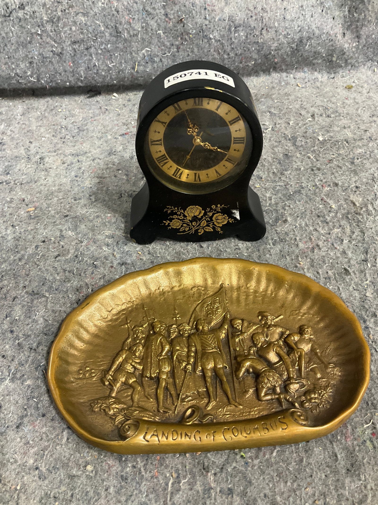 Landing at Columbus Brass Decorative Plate (5inx7.5in), and Clock (1 of 1)