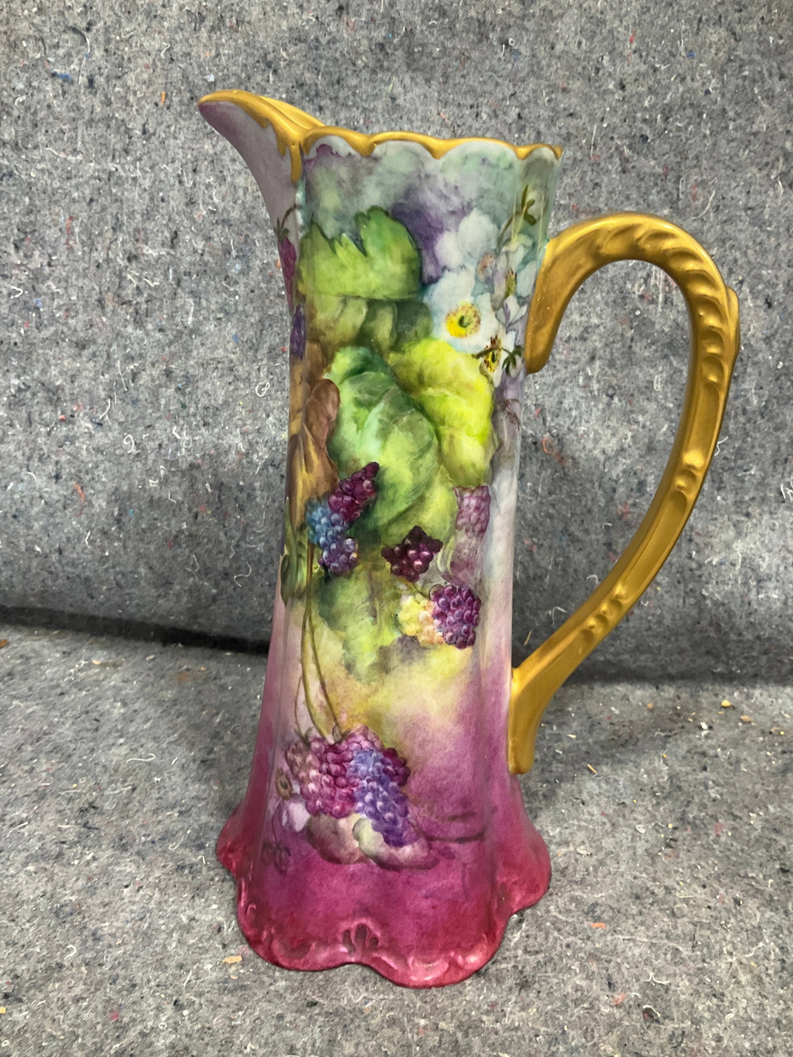Limoges Hang Painted Porcelain Pitcher (11in Tall) (1 of 1)