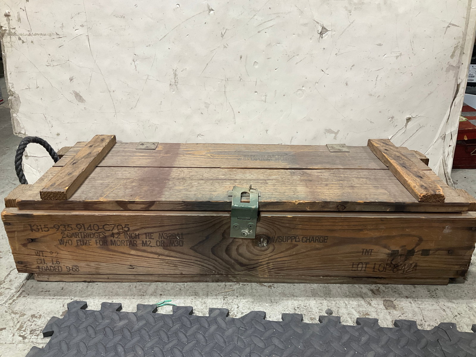 Vintage Wooden M2 Mortar Ammo Crate (7inx33inx12in) (1 of 1)