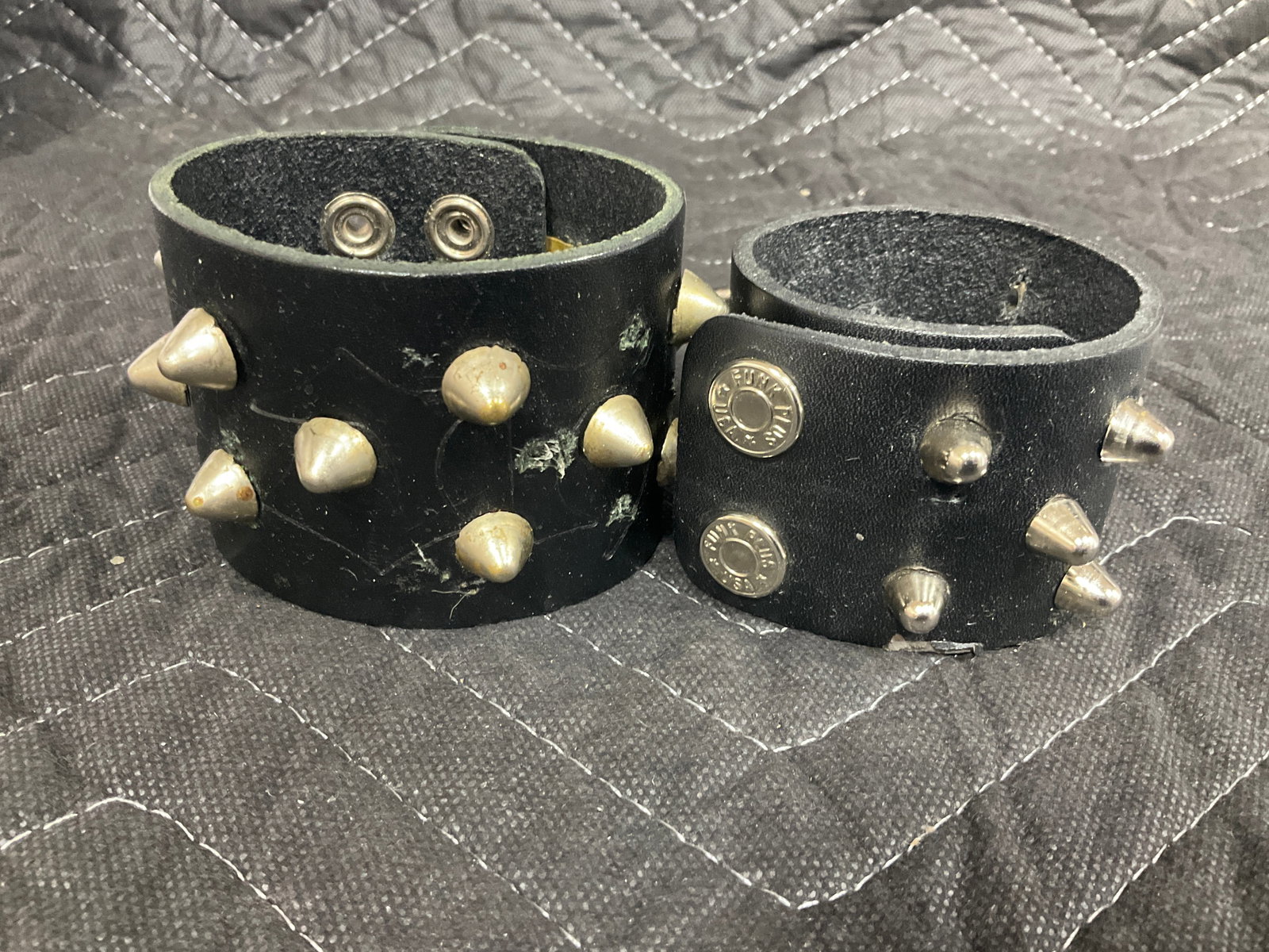 Black leather spike cuff bracelets (1 of 1)