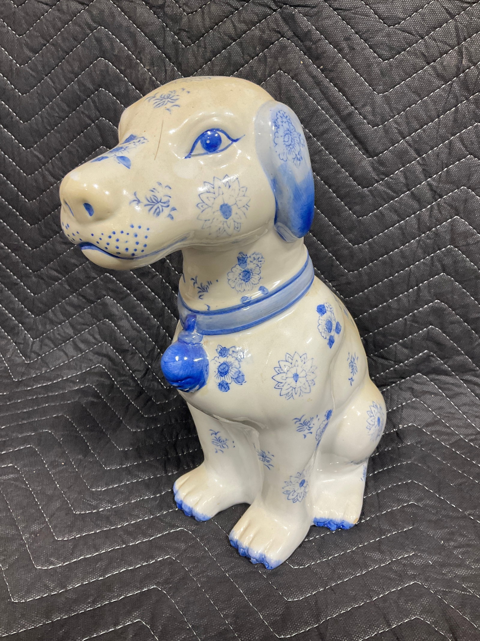 Blue chinoiserie dog figurine(12in tall) (1 of 1)