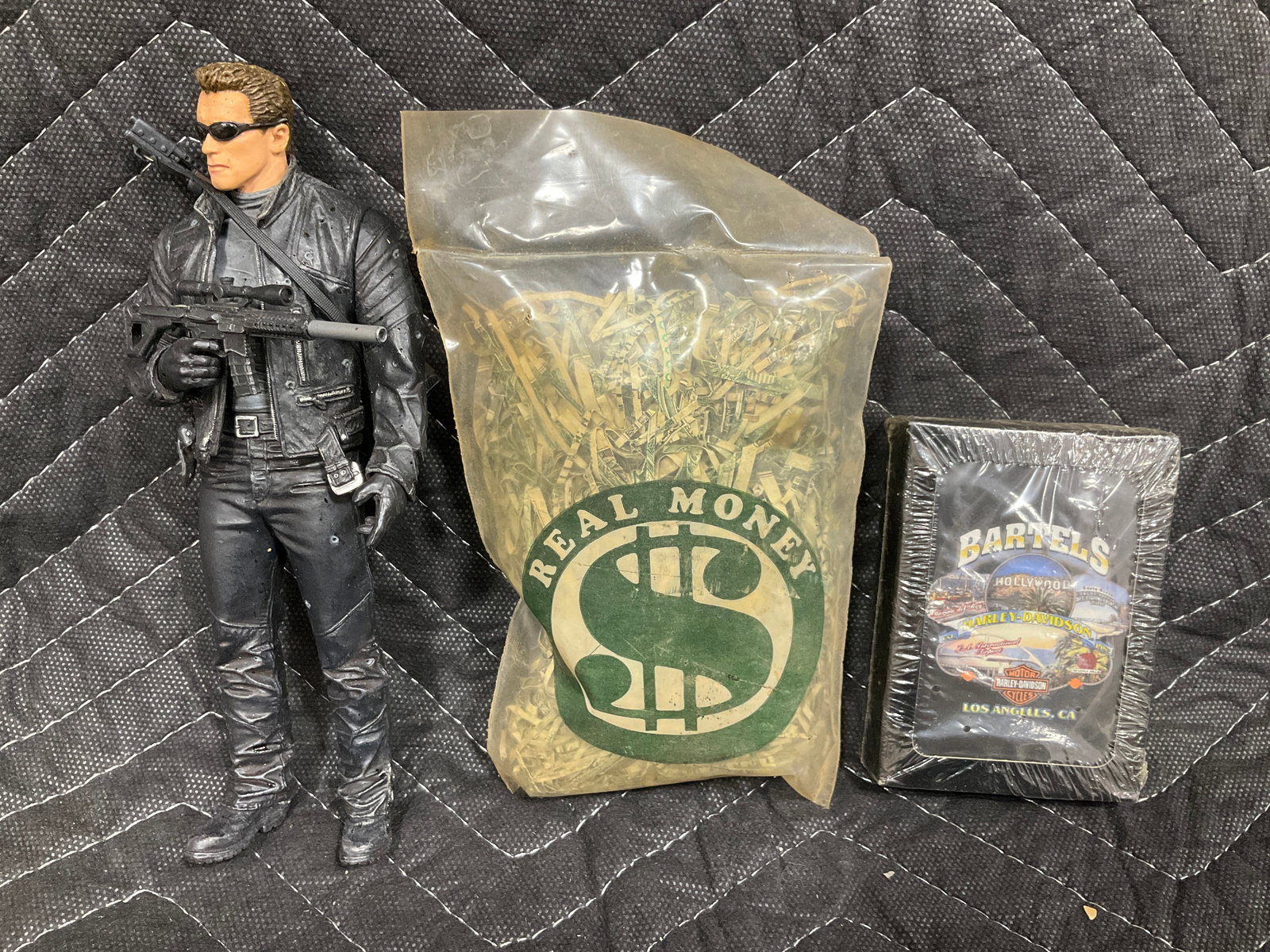 Terminator 3 action figure, Harley Davidson playing cards, and more: Terminator 3 action figure, Harley Davidson playing cards, and more