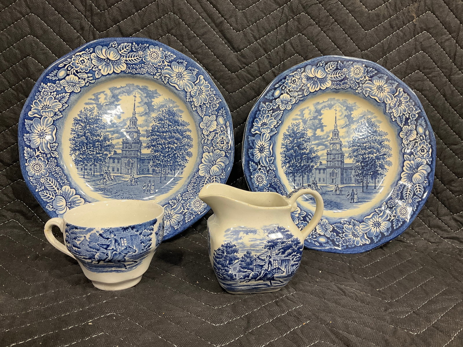 Liberty Blue Ceramic Plates/Pitcher (4in Tall), and more: Liberty Blue Ceramic Plates/Pitcher (4in Tall), and more