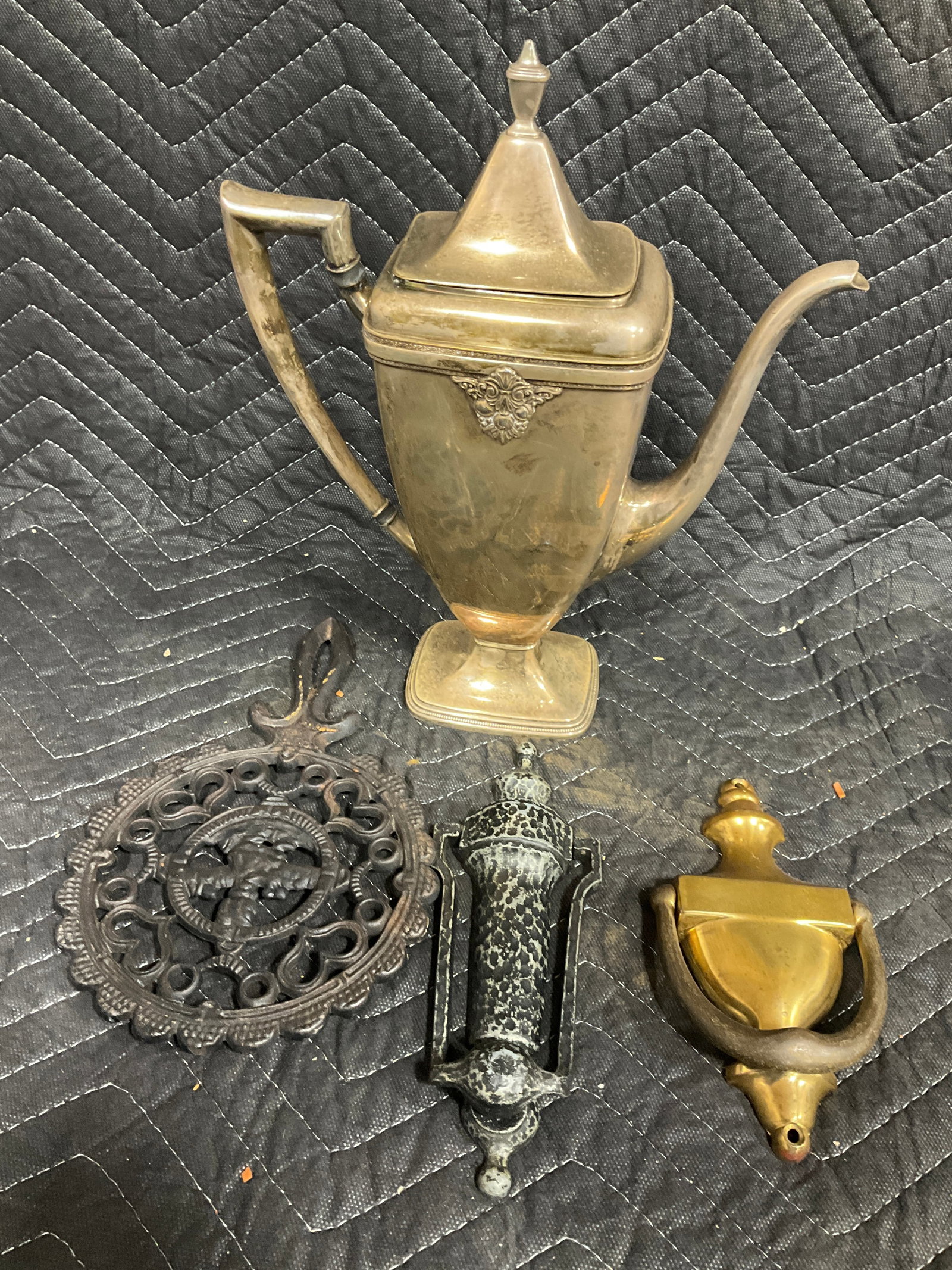 Rogers Bros Teapot (12in Tall), and Various Trivets (1 of 1)