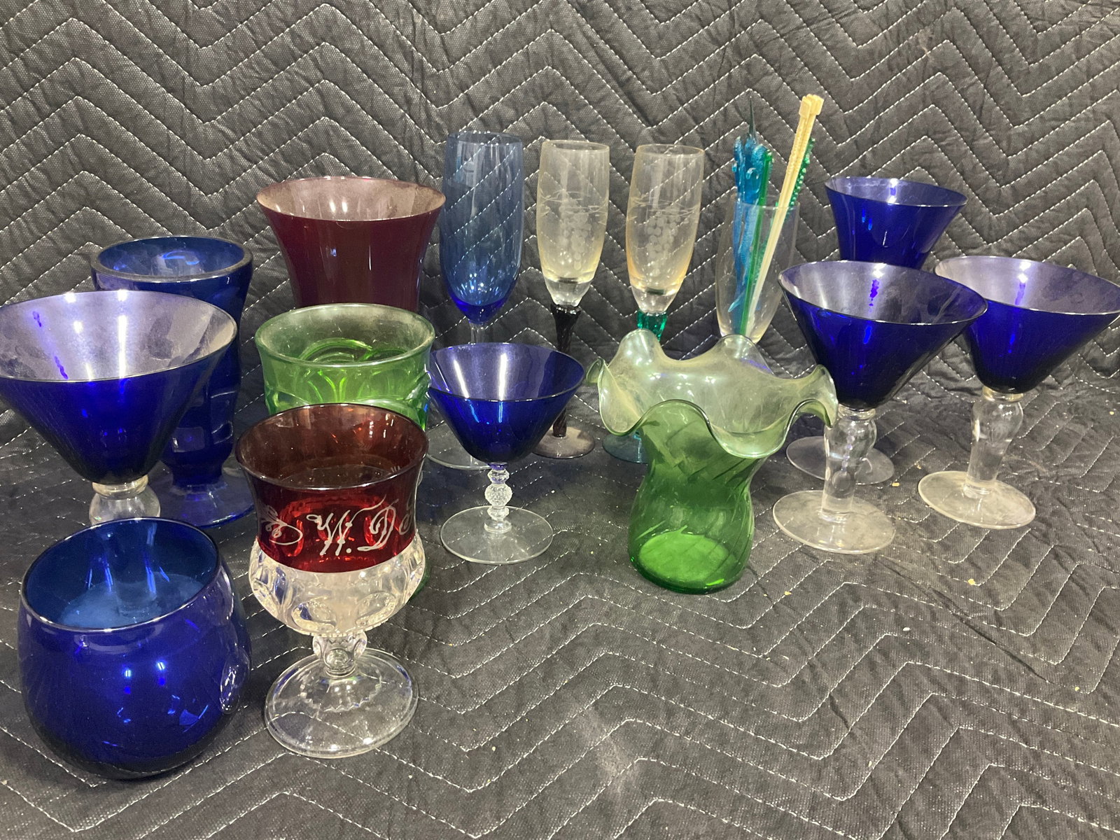 Various Colored Drinking Glasses, and Vases (Tallest - 9.5in) (1 of 1)