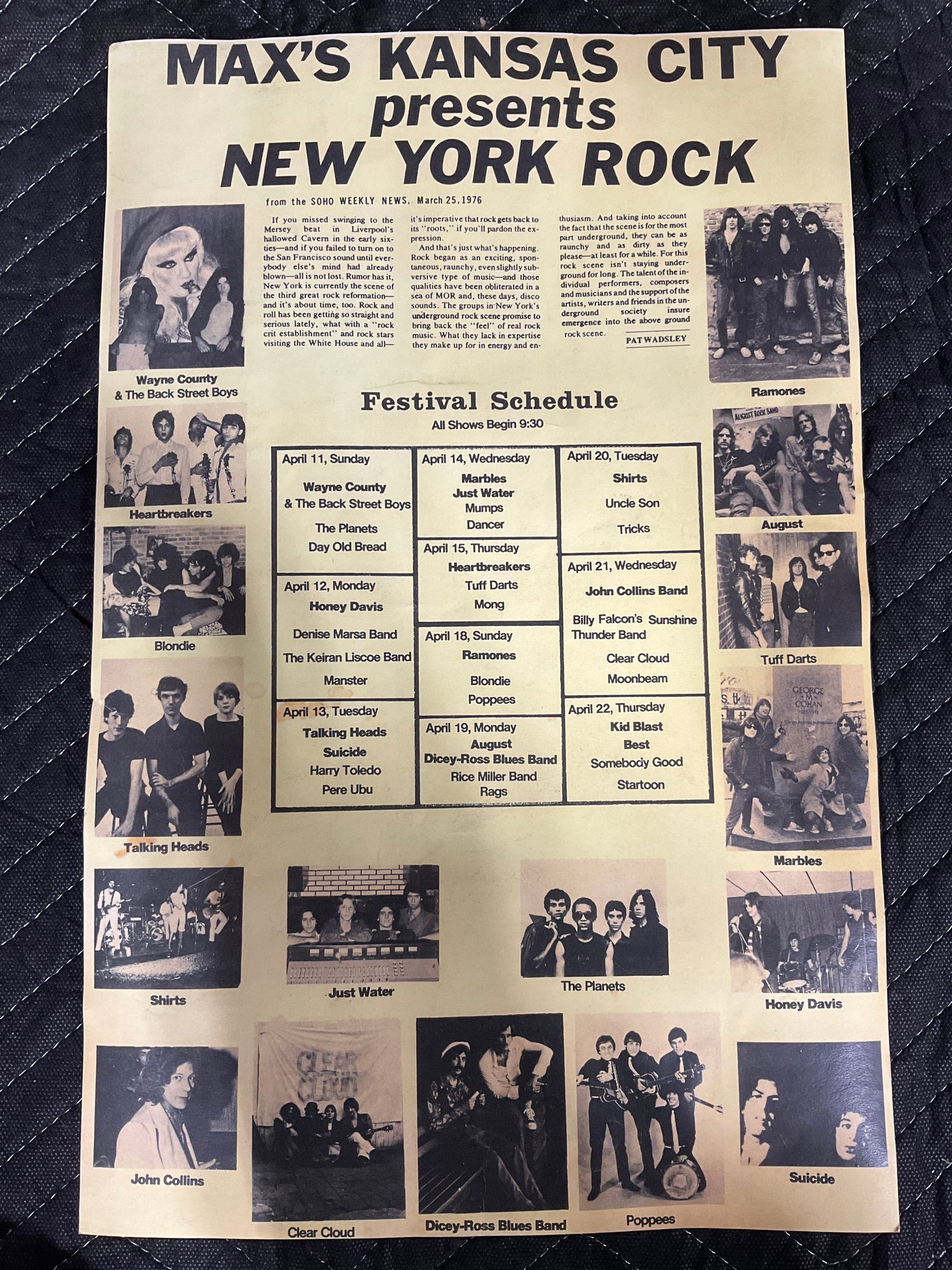 Maxs Kansas City Rock Advertising Poster (11inx16.5in) (1 of 1)