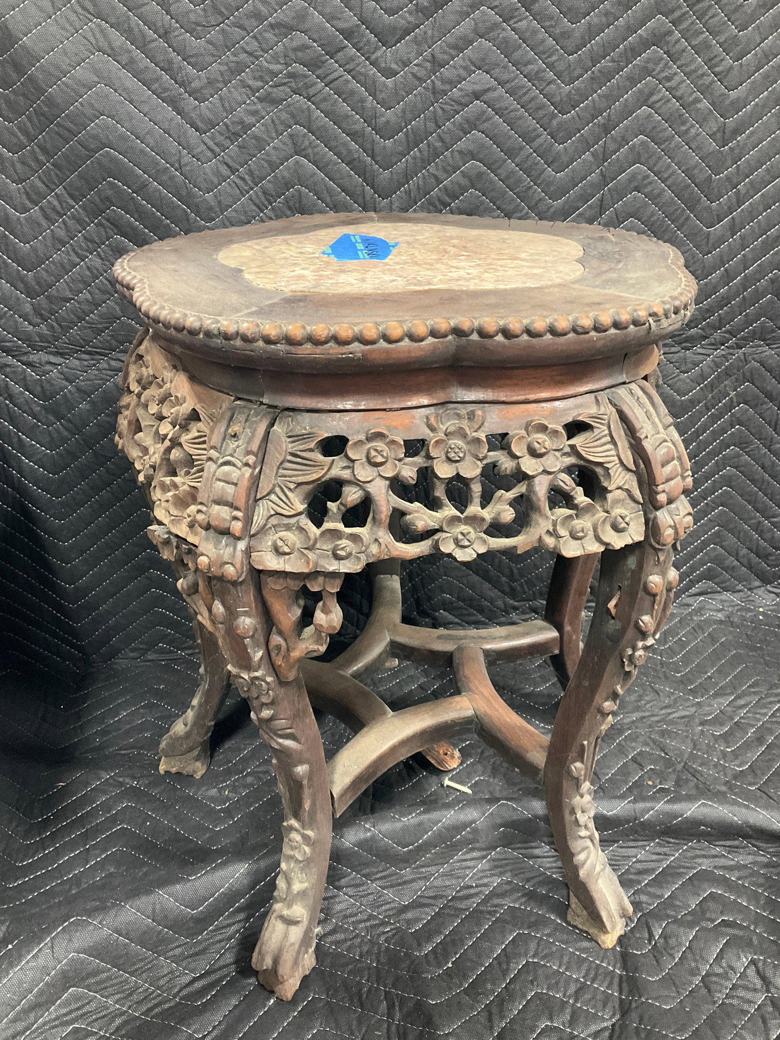 Rosewood marble top planter(19.5in tall-damaged-leg broken, needs repairs) (1 of 1)