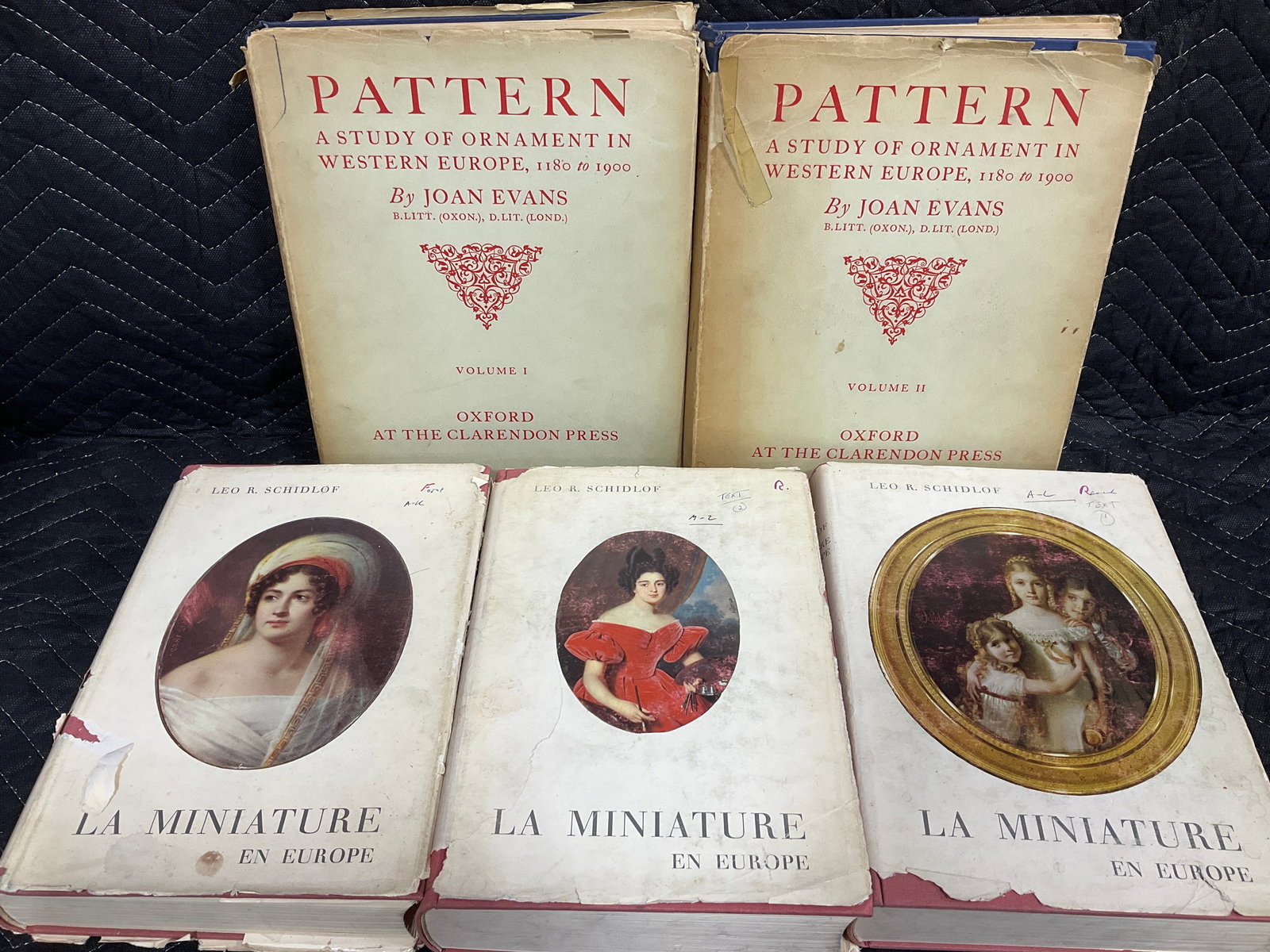 Pattern books by Joan Evans and La Miniature en Europe books: Pattern books by Joan Evans and La Miniature en Europe books