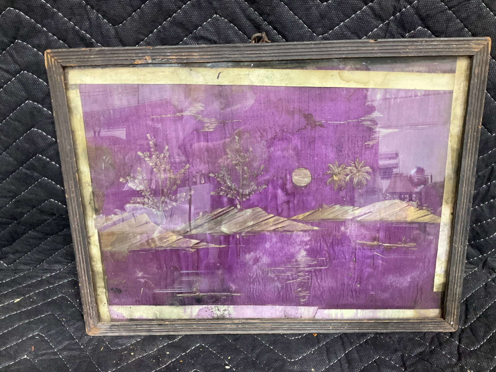 Vintage bamboo wood flake art landscape scene(10.5inx14in): Vintage bamboo wood flake art landscape scene(10.5inx14in)