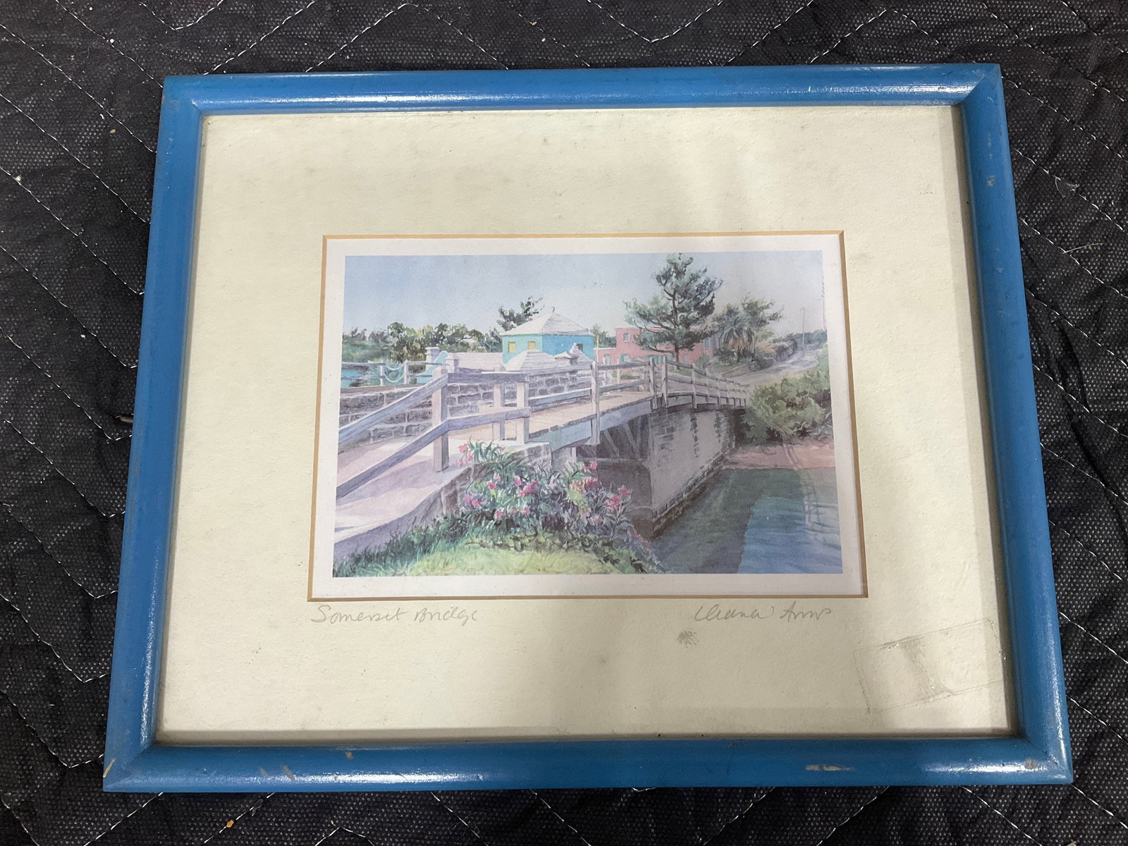 Framed and signed Somerset Bridge art print(9inx11in): Framed and signed Somerset Bridge art print(9inx11in)