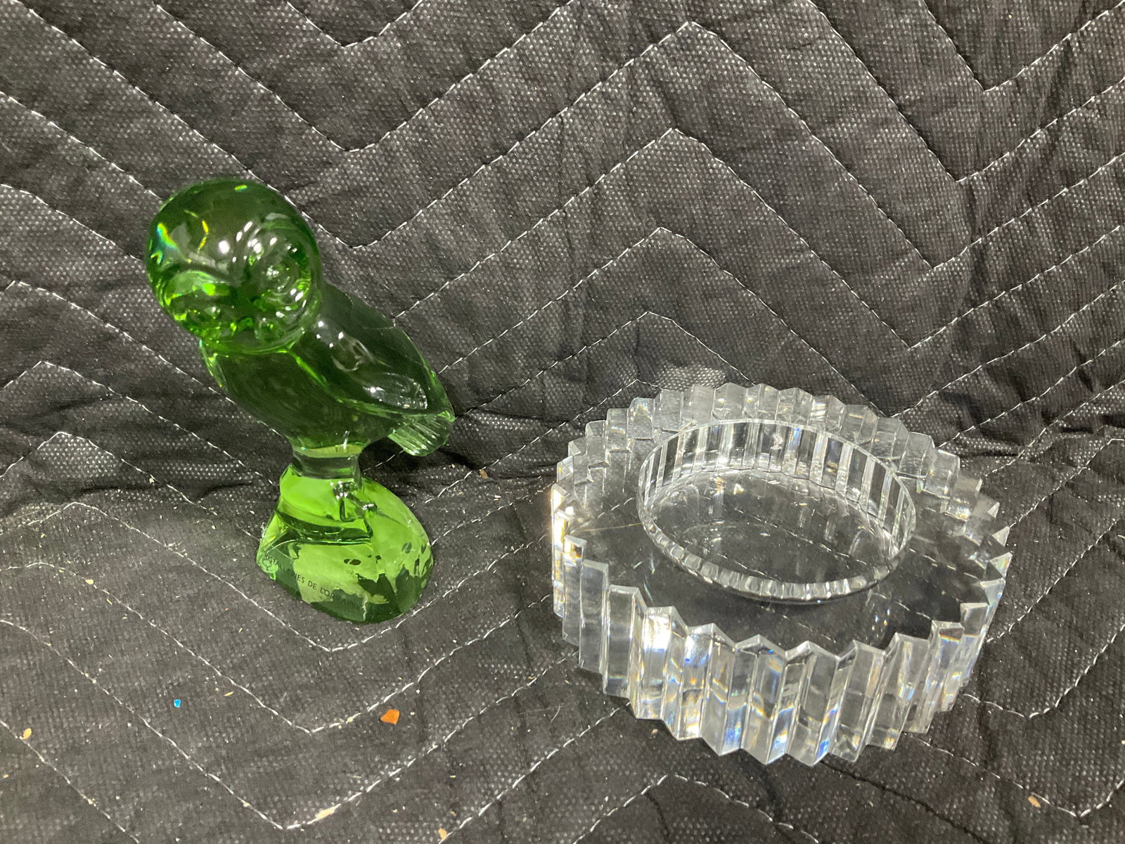 Lorraine Green glass owl statue(4.75in tall) and vintage Rosenthal ashtray (1 of 1)