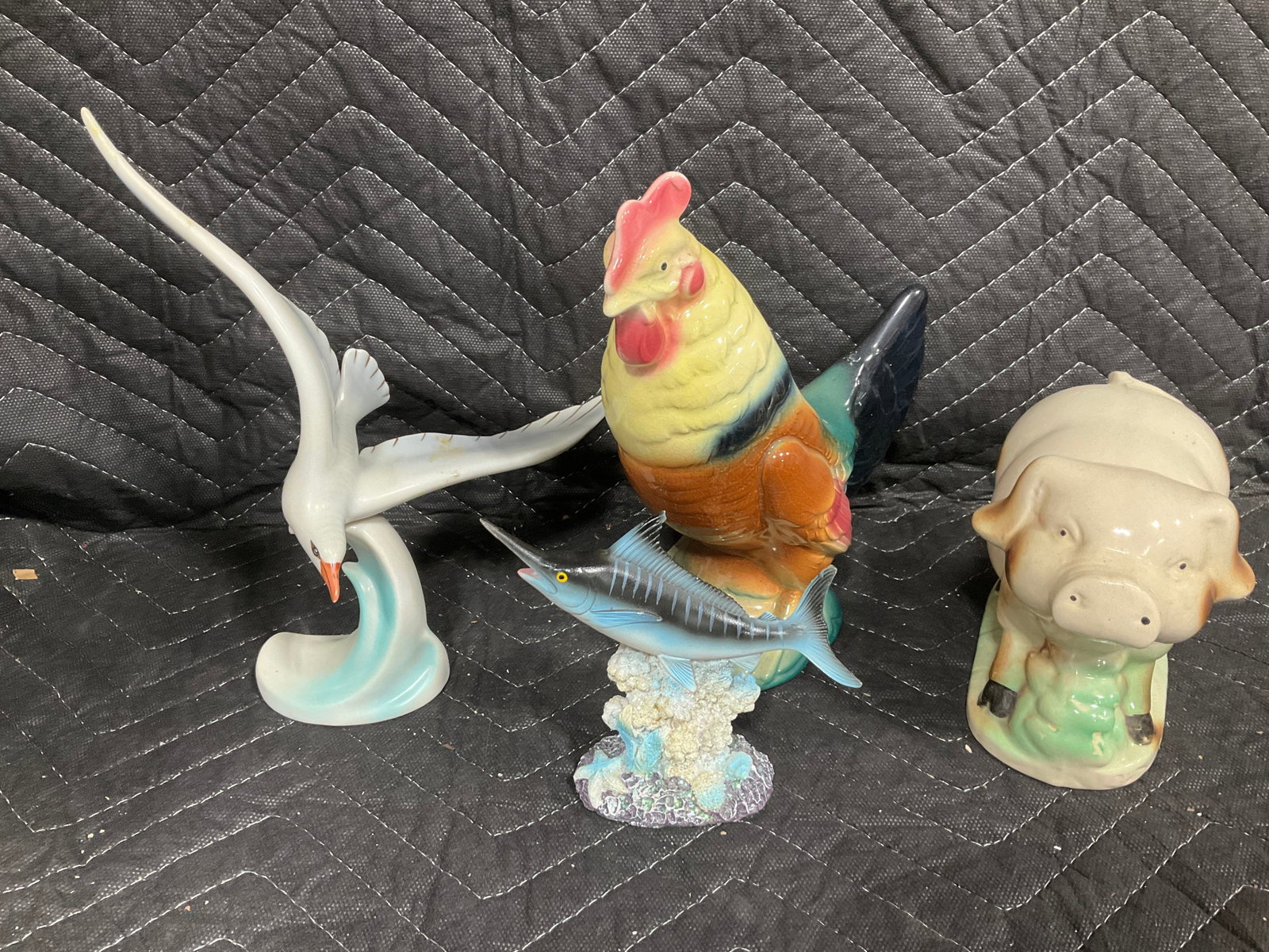 Ceramic rooster planter(8.5in tall) and other ceramic statues (1 of 1)