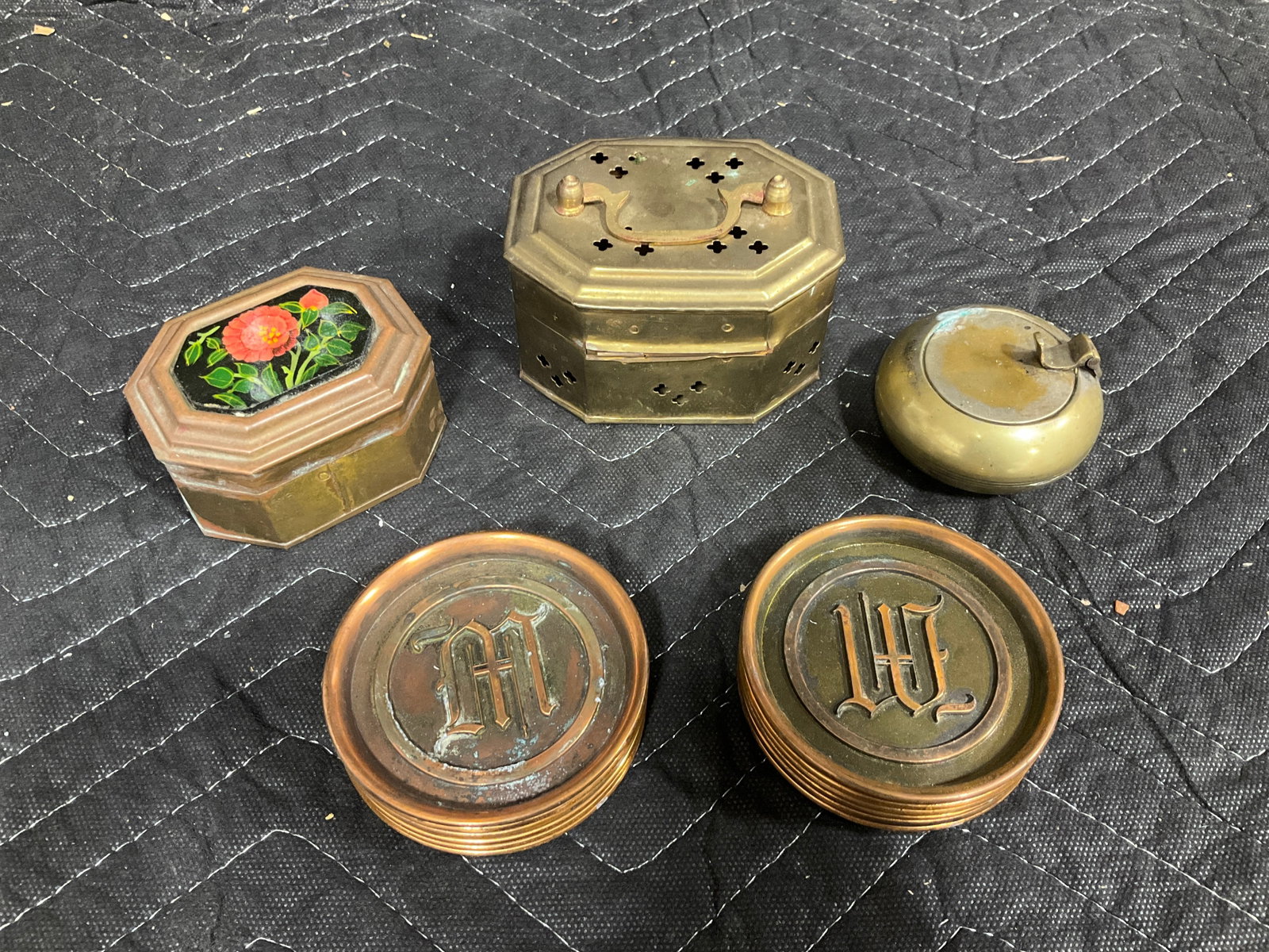 L.E. Mason company miniature plates, brass box, and more: L.E. Mason company miniature plates, brass box, and more