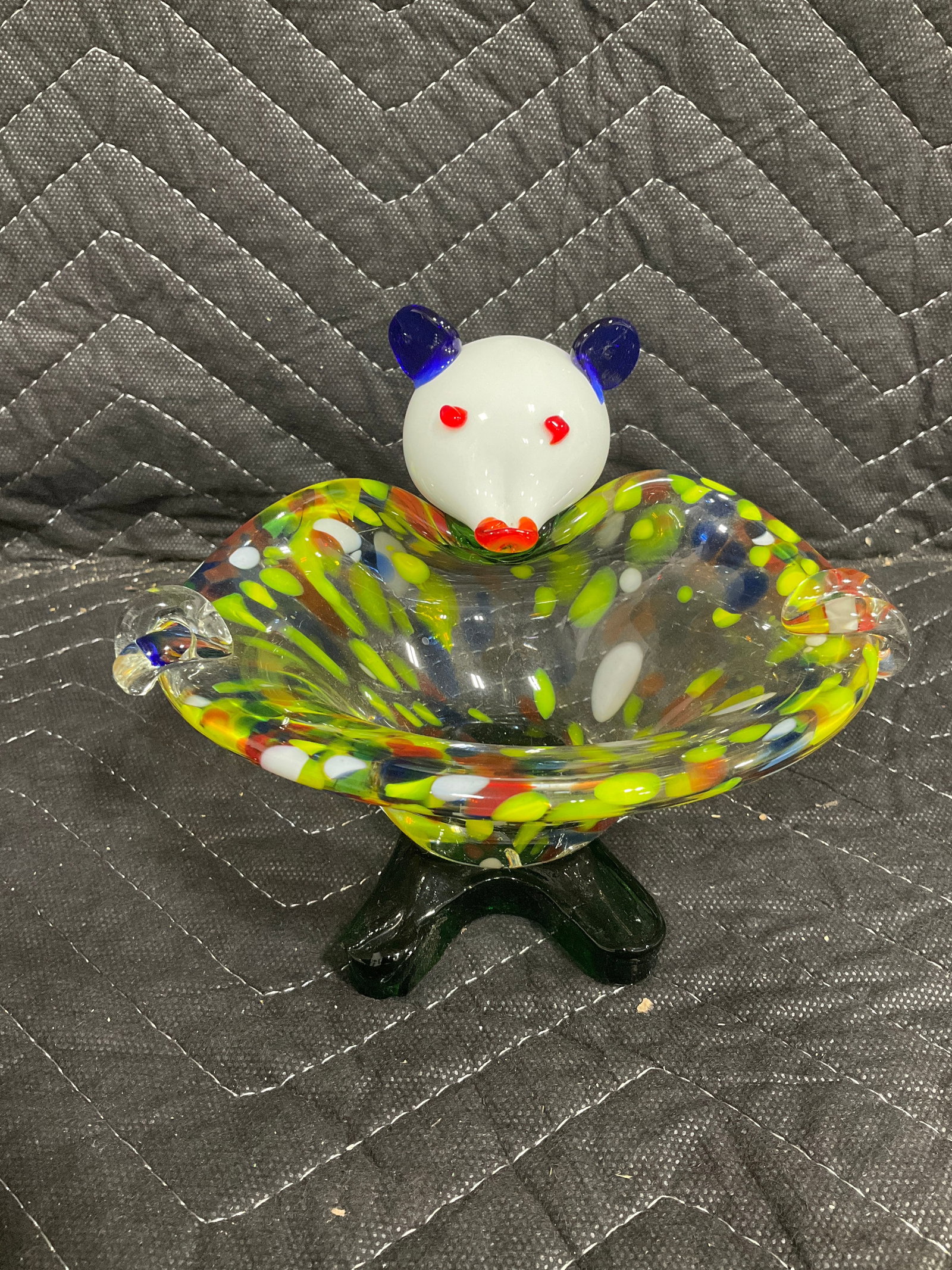 Murano lavorazione art glass mouse bowl(5in tall): Murano lavorazione art glass mouse bowl(5in tall)