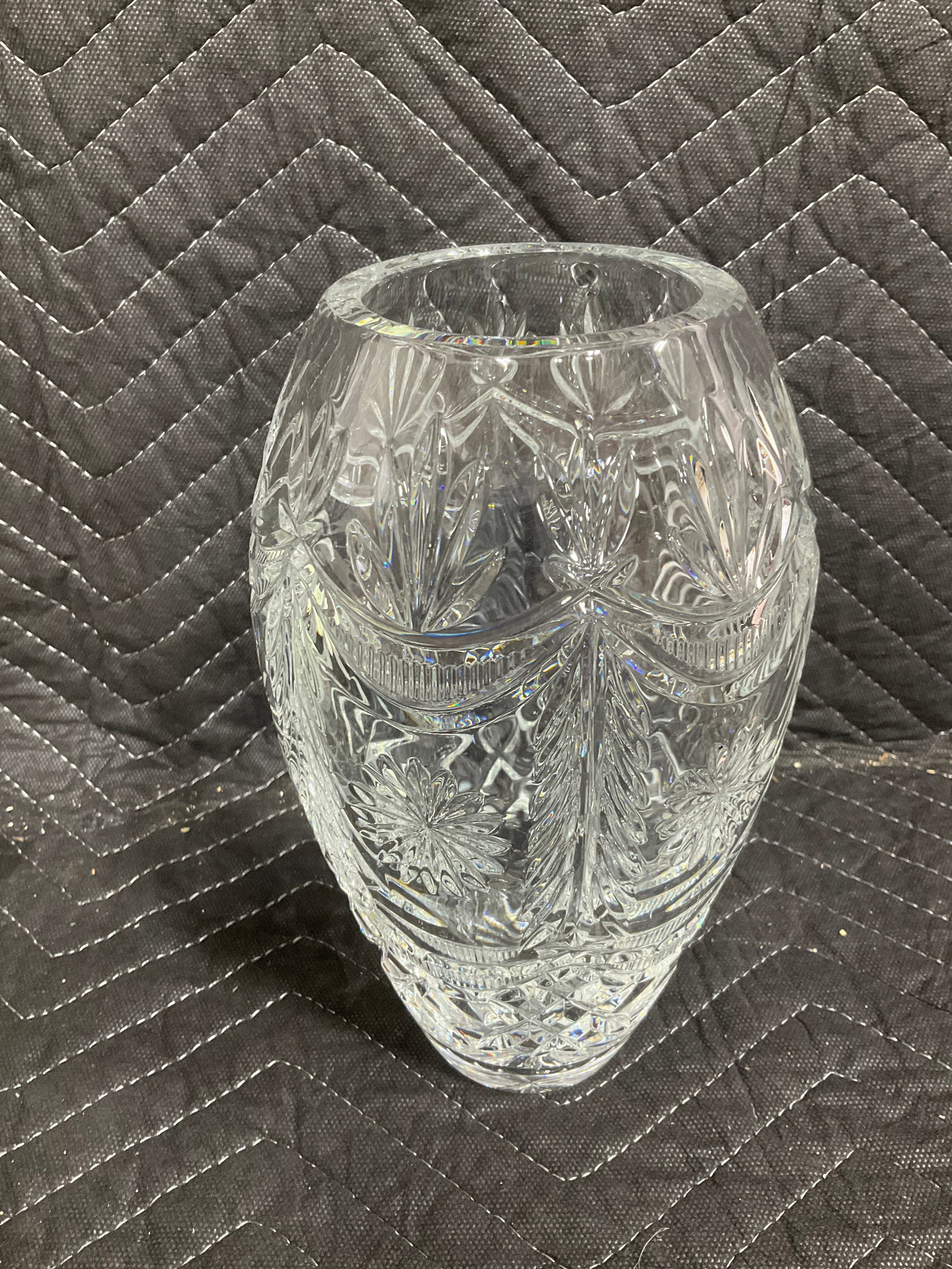 Vintage bohemian pinwheel fan cut lead vase(9in tall) (1 of 1)