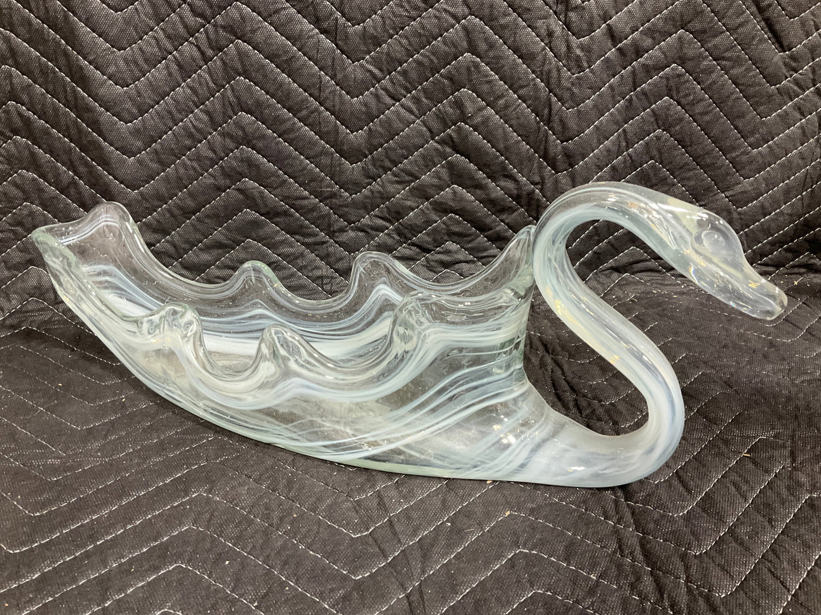 MCM Sooner hand blown art glass swan bowl(18in long) (1 of 1)