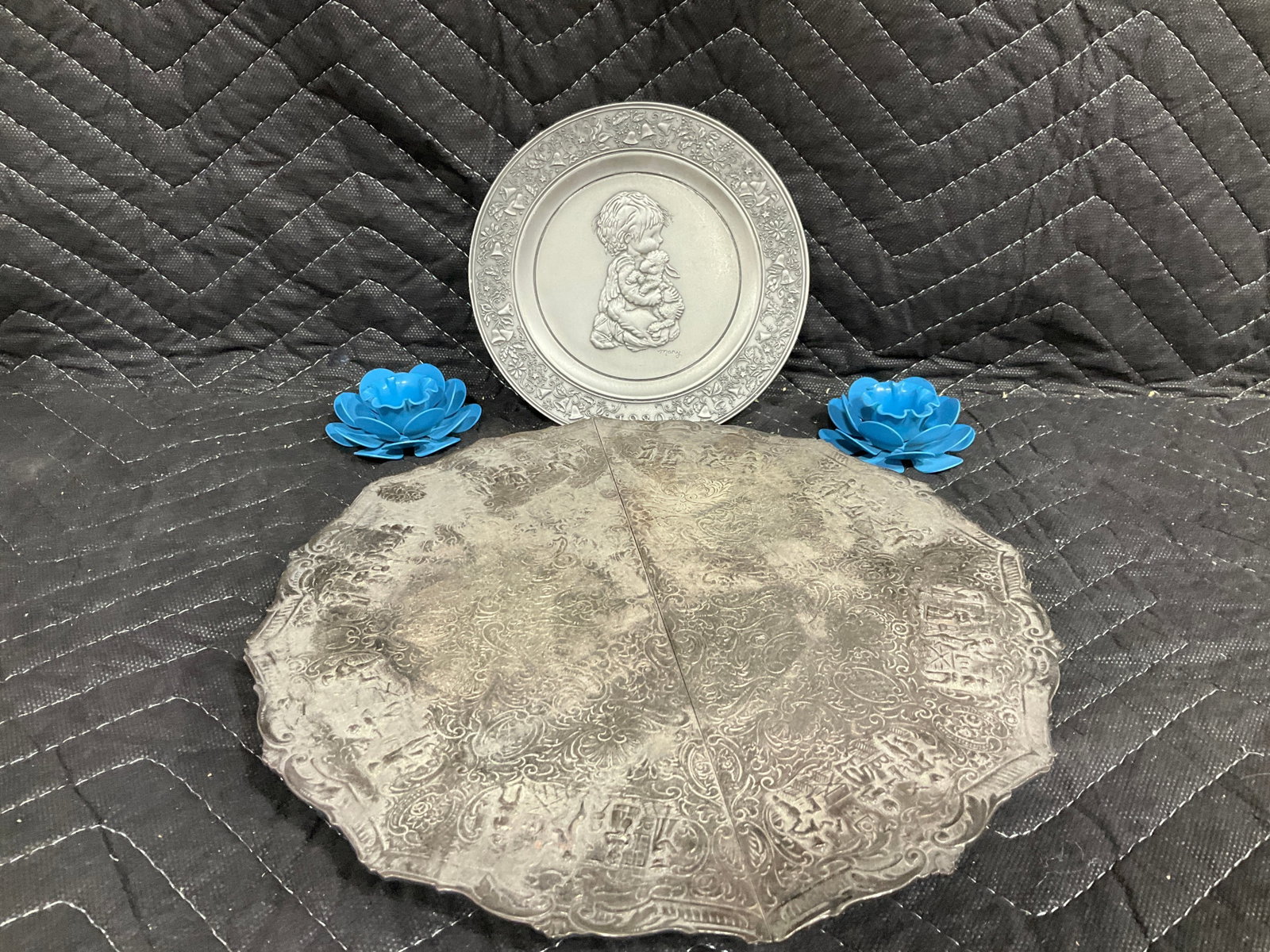 Decorative Metal Dishes and Candle Holders (Longest - 10in) (1 of 1)