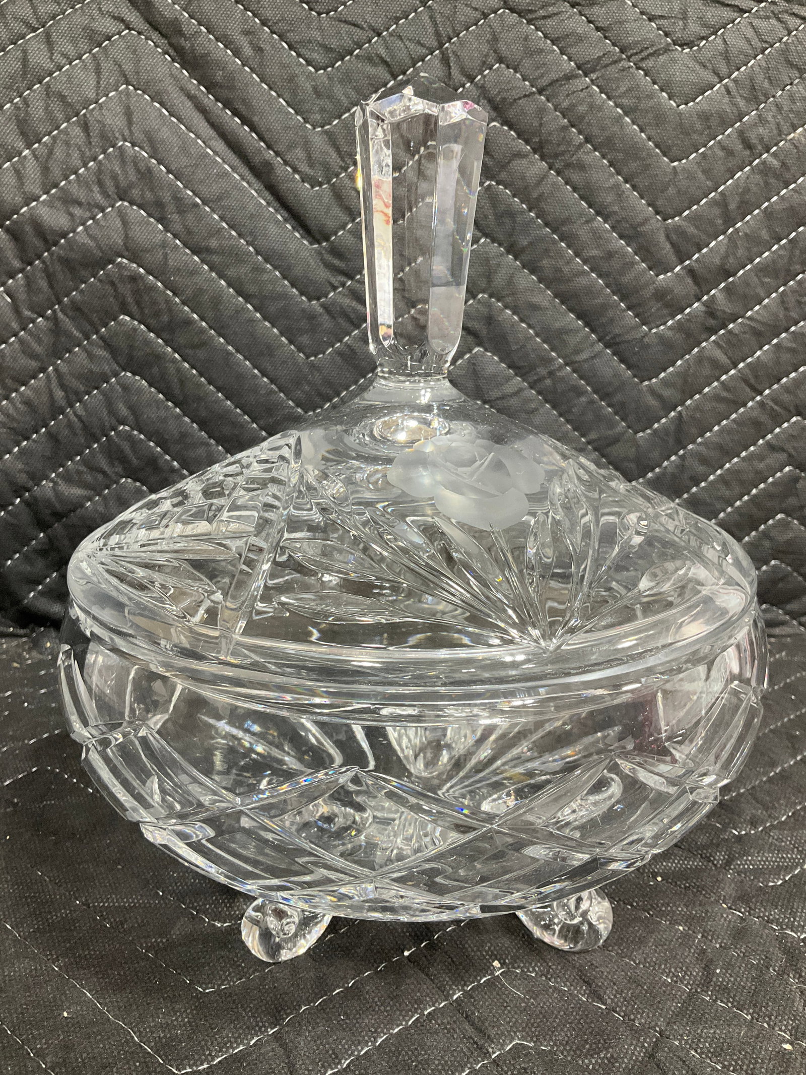 Lidded Crystal Glass Bowl (10in Tall) (1 of 1)