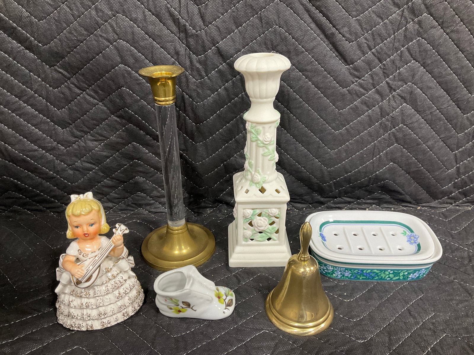 Candle Holders, Metal Bell, Ceramic Figure, and more - Laura Ashley, etc (9in Tallest) (1 of 1)