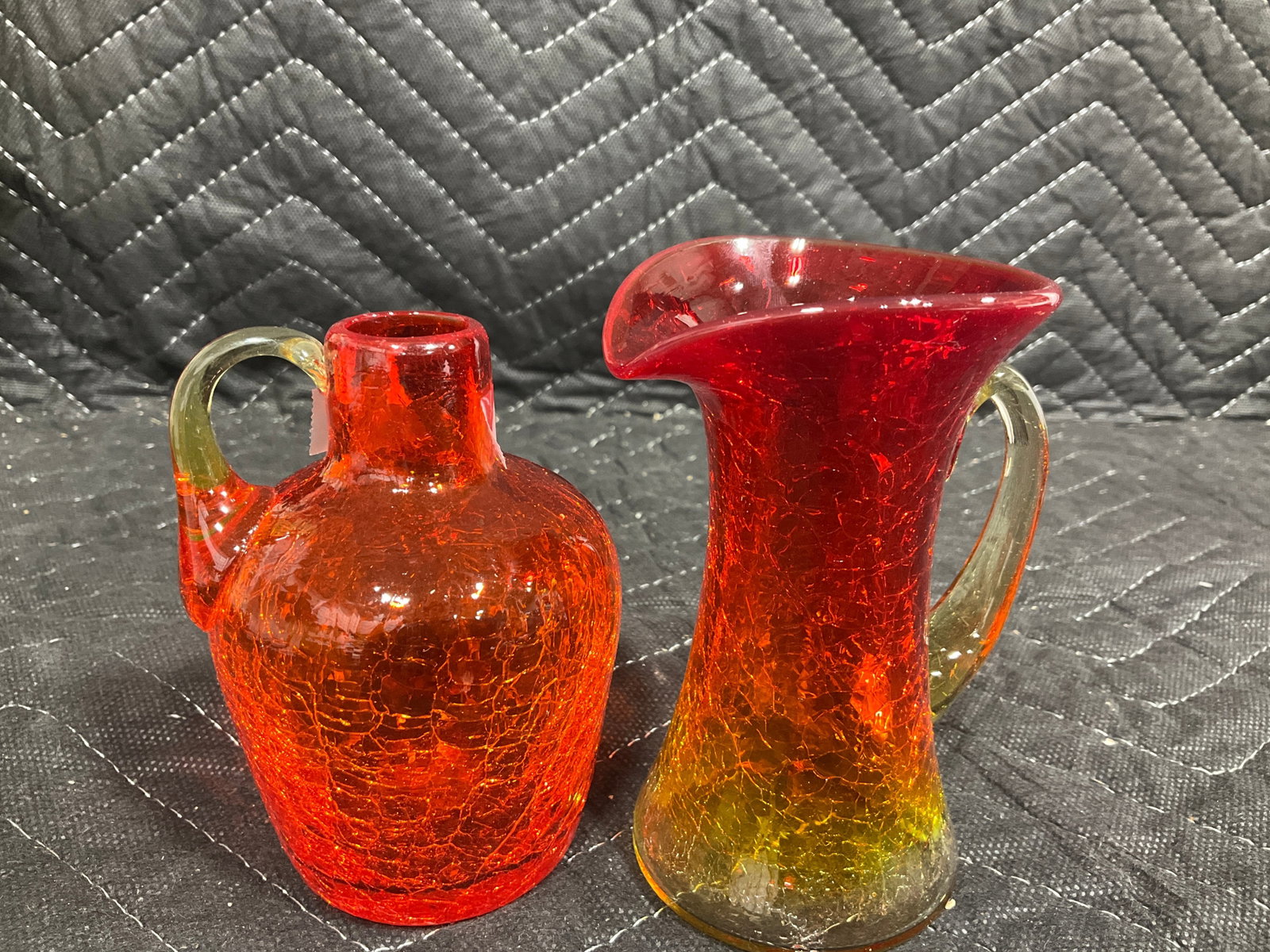 Crackle Amber Glass Pitcher, and Vase (Tallest - 3.5in) (1 of 1)