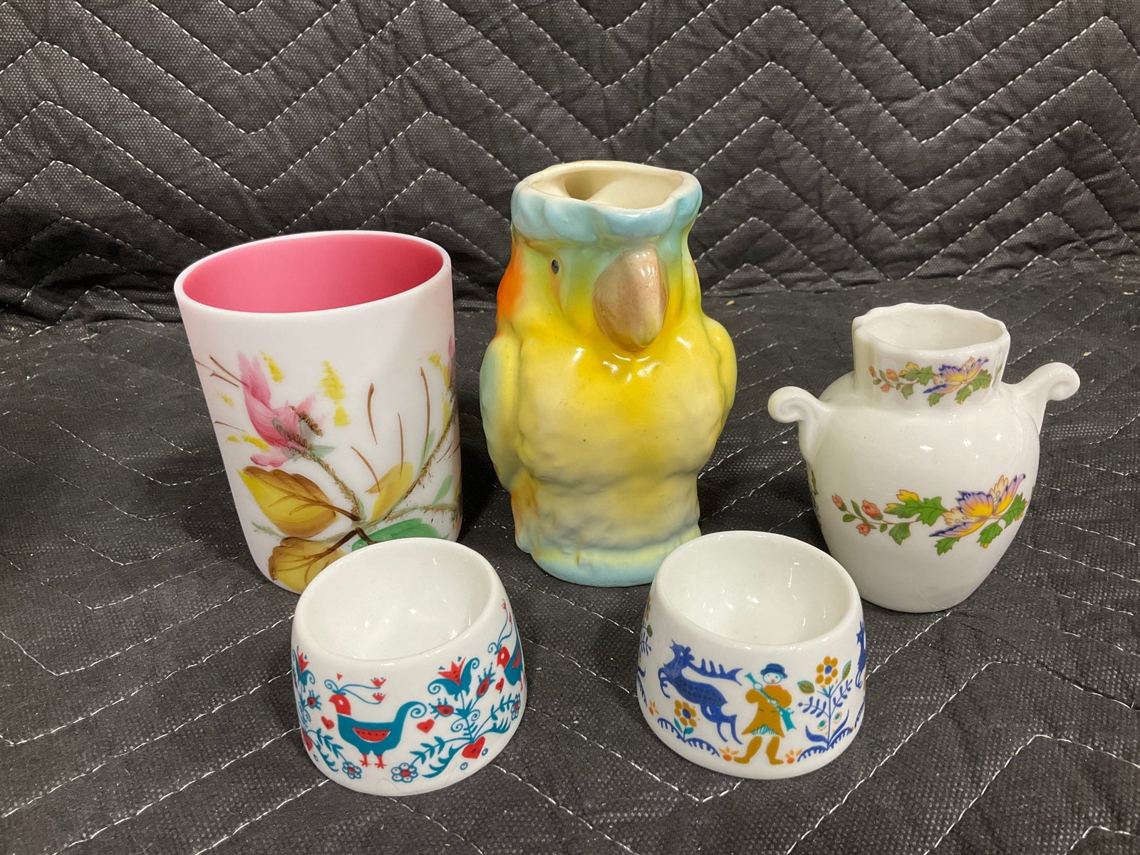 Ceramic Cups, Figure, and more - Aynsley, etc (Tallest - 5in): Ceramic Cups, Figure, and more - Aynsley, etc (Tallest - 5in)