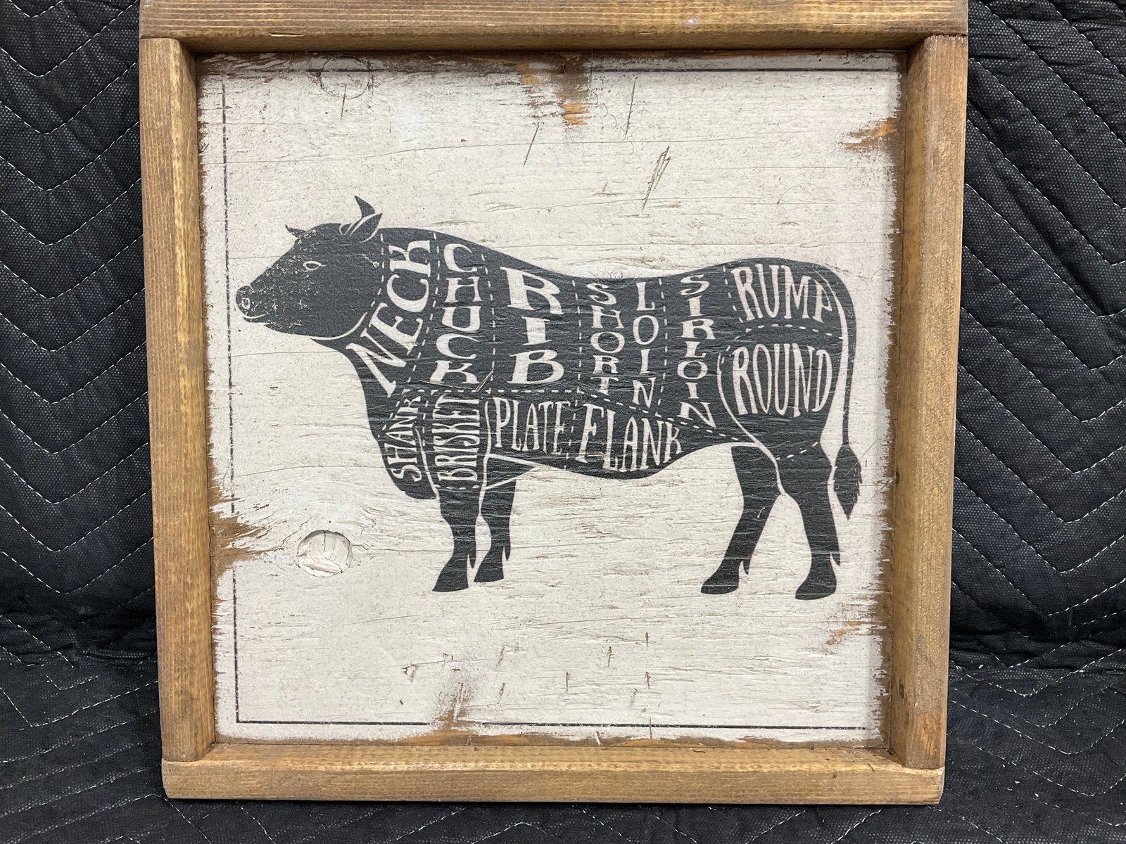 Wooden Cow Meat Diagram Sign Decor (13inx13in): Wooden Cow Meat Diagram Sign Decor (13inx13in)