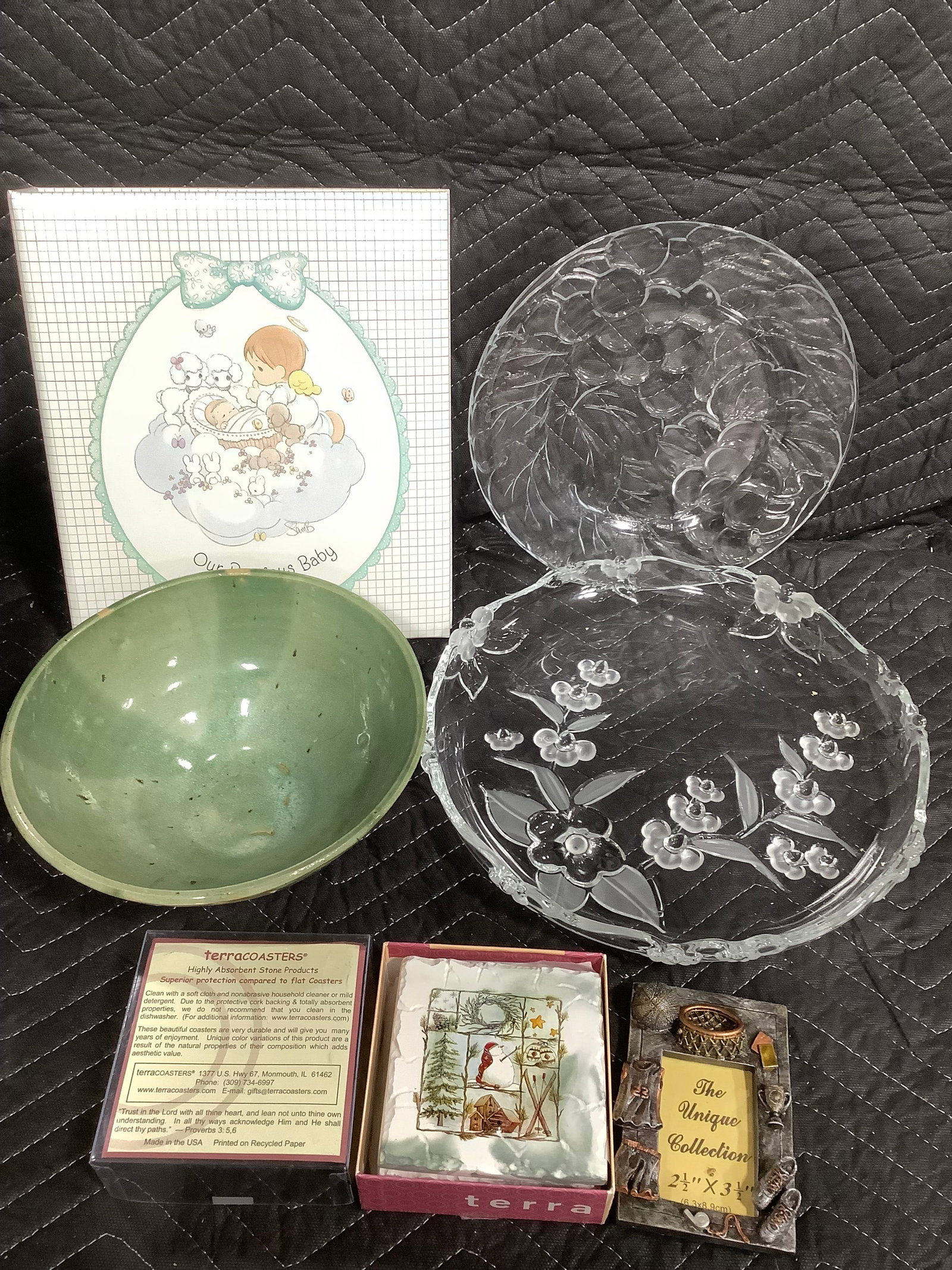 Glass plates, Precious Moments memory book, and more: Glass plates, Precious Moments memory book, and more