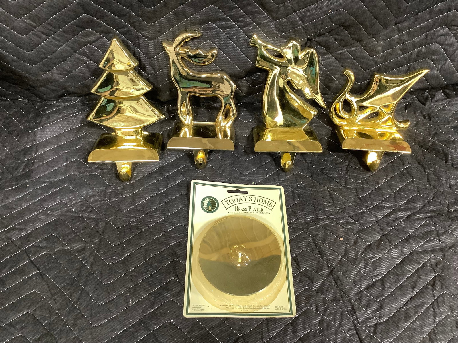 Brass plated wall hooks and pillar candleholder (1 of 1)