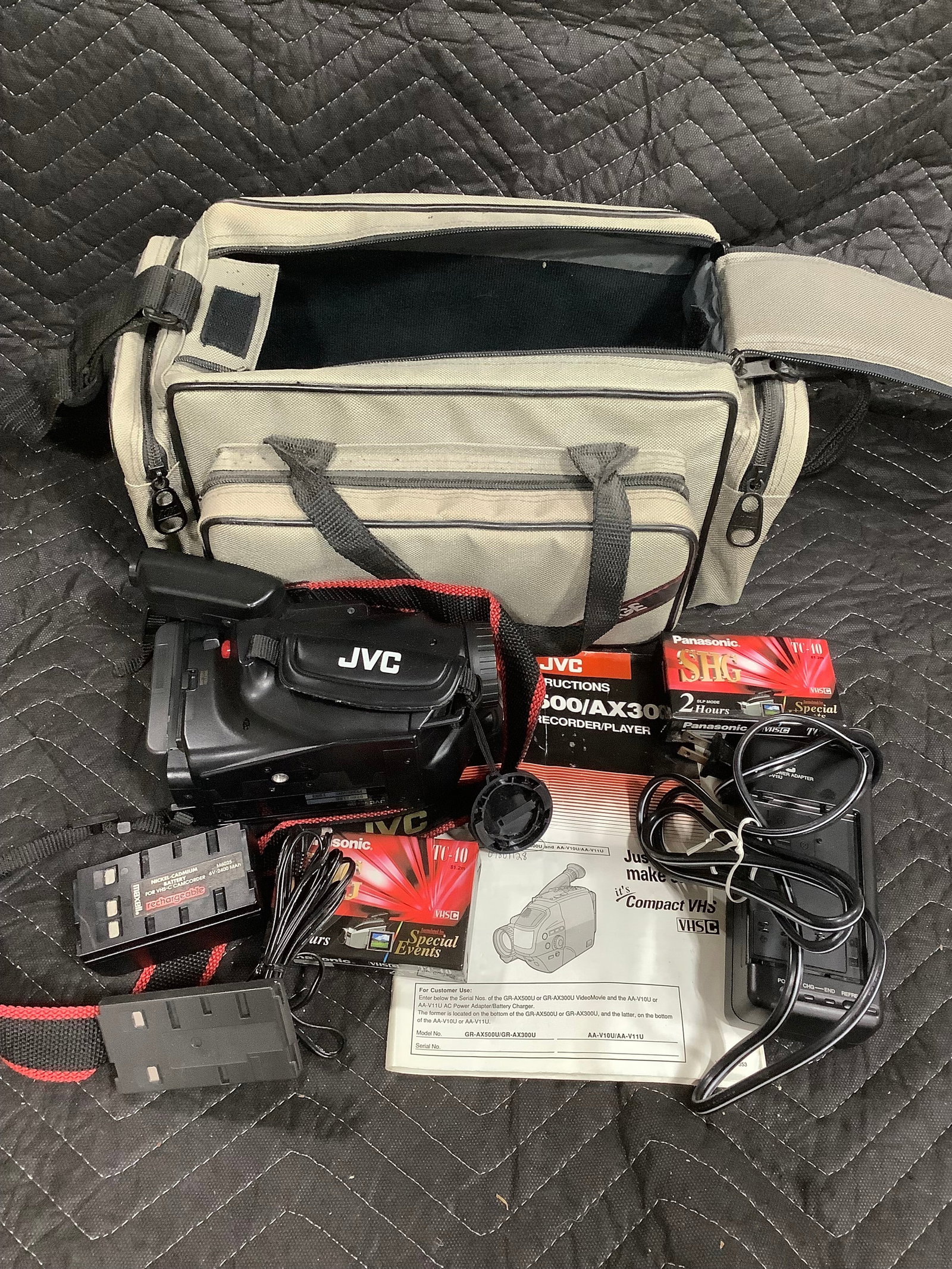 JVC camcorder with user manual, carrying case, and more: JVC camcorder with user manual, carrying case, and more