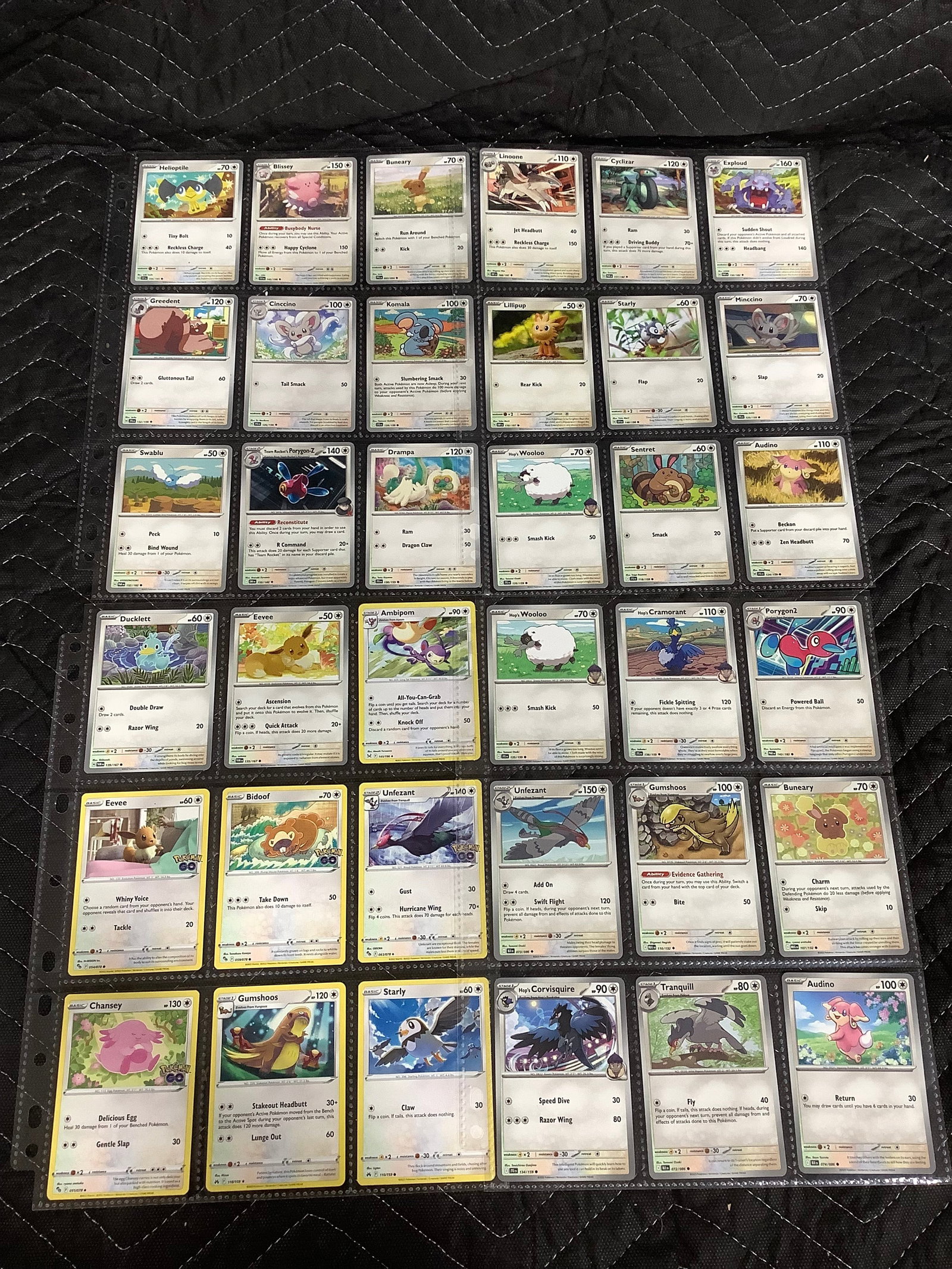 Various Pokemon cards in collector sheets: Various Pokemon cards in collector sheets