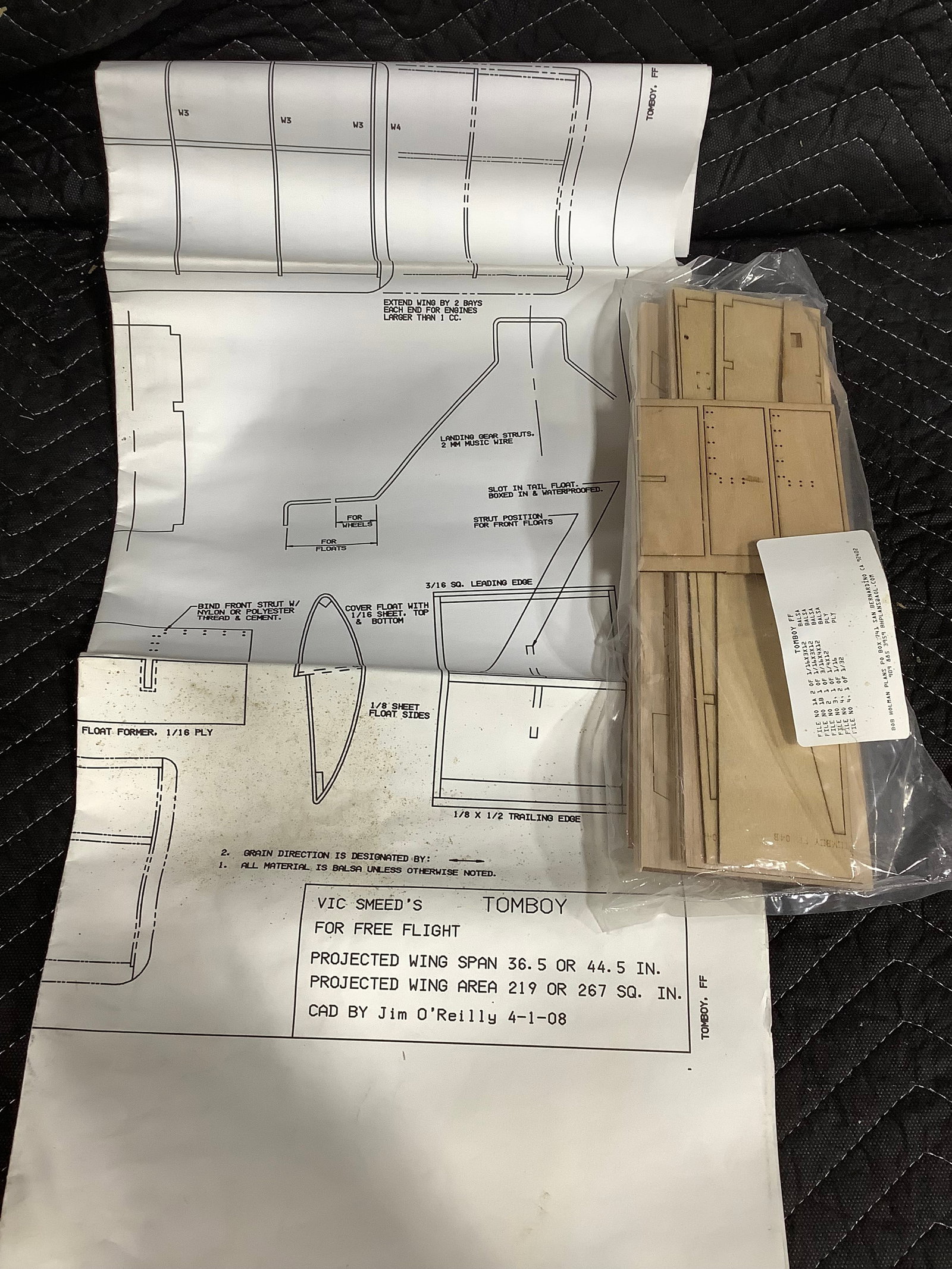 Kit parts and Holman plans, Tomboy FF airplane: Kit parts and Holman plans, Tomboy FF airplane