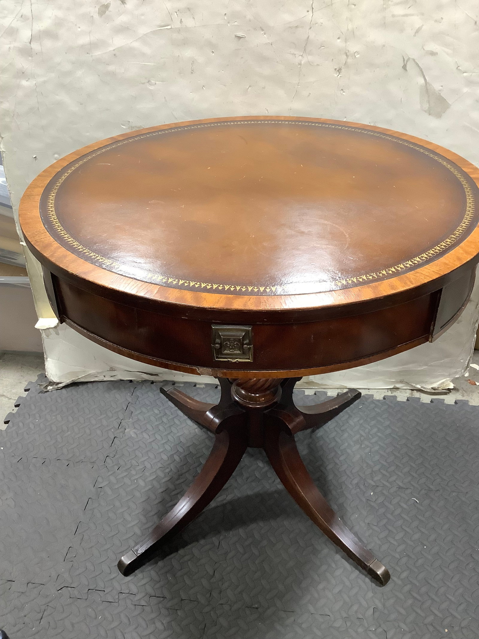 Vintage pedestal drum table(28.5in tall, 30in.across) (1 of 1)