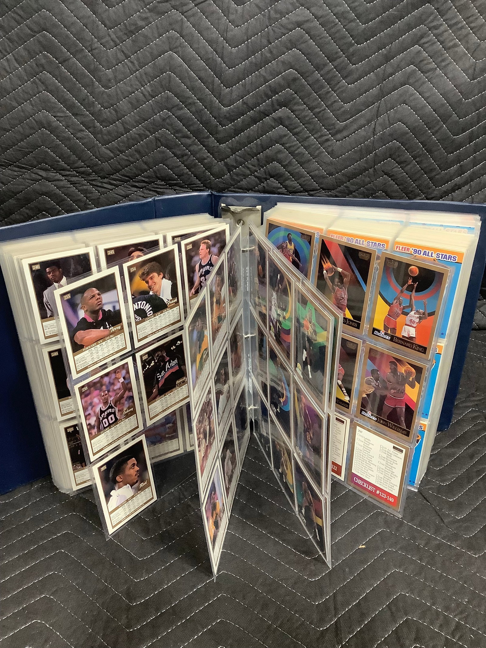 Binder full of basketball cards in collector sheets: Binder full of basketball cards in collector sheets