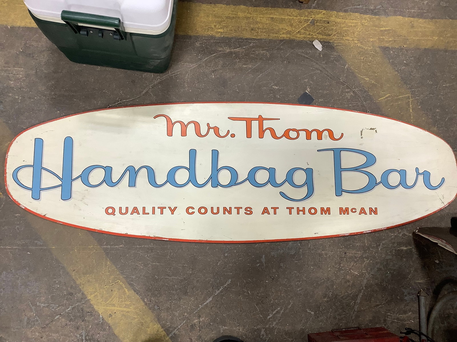 Vintage Mr. Thom wooden advertising sign(19inx60in): Vintage Mr. Thom wooden advertising sign(19inx60in)