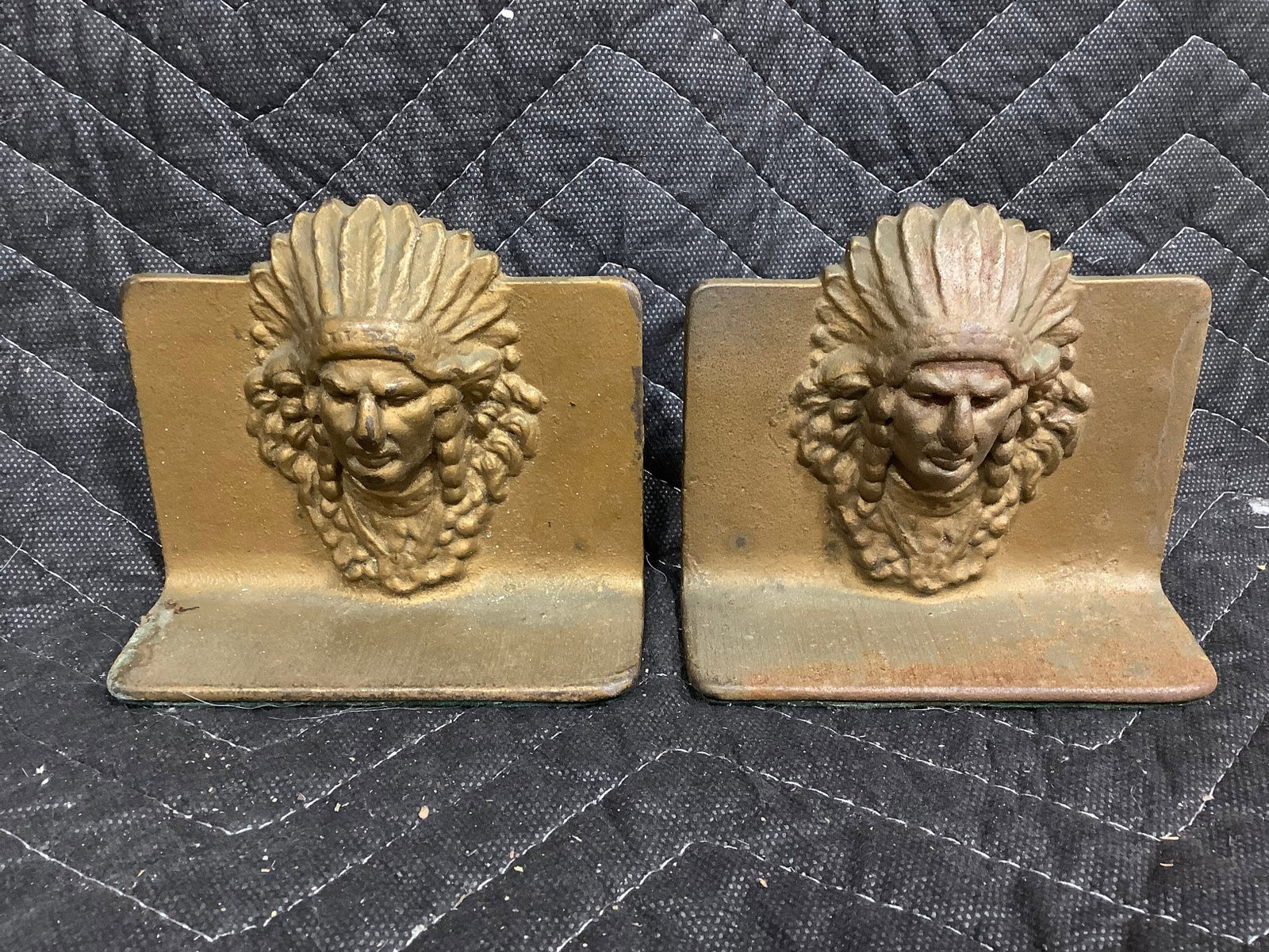 Vintage Cast Iron Native American Bookends (1 of 1)