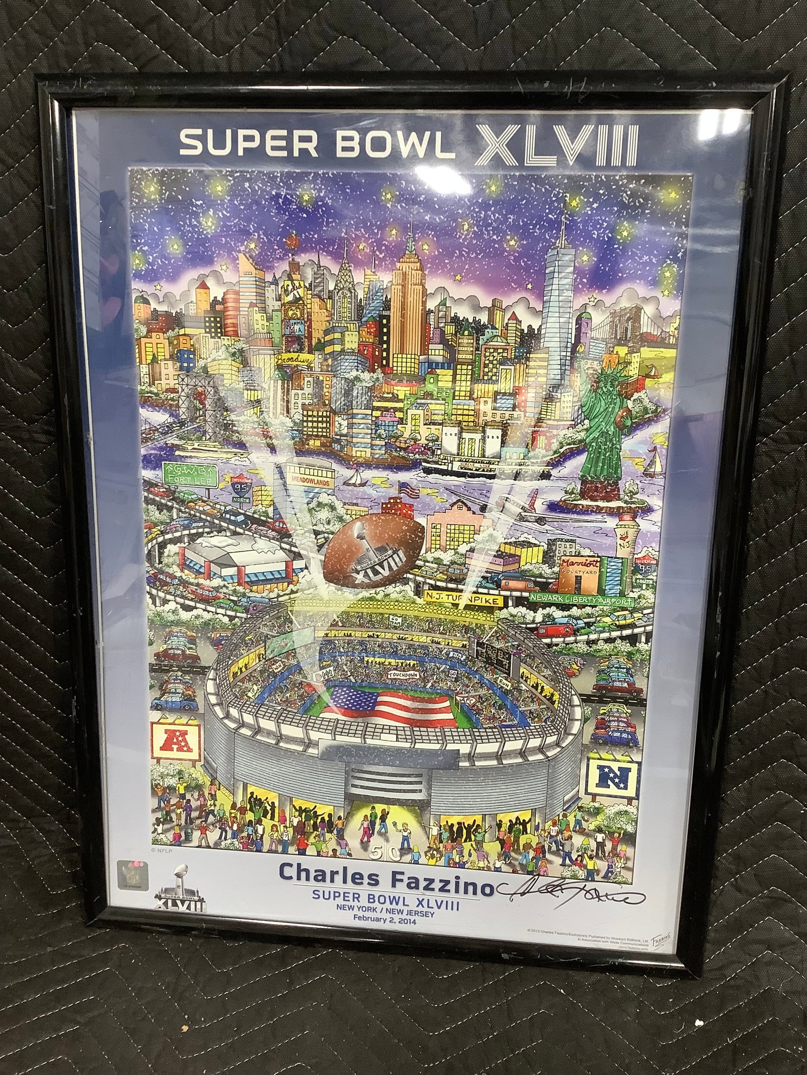 Framed Super Bowl XLVIII Art Print(19inx26in): Framed Super Bowl XLVIII Art Print(19inx26in)