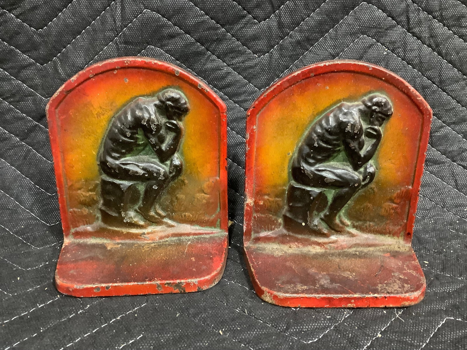 Vintage Thinker Cast Metal Bookends (5in) (1 of 1)