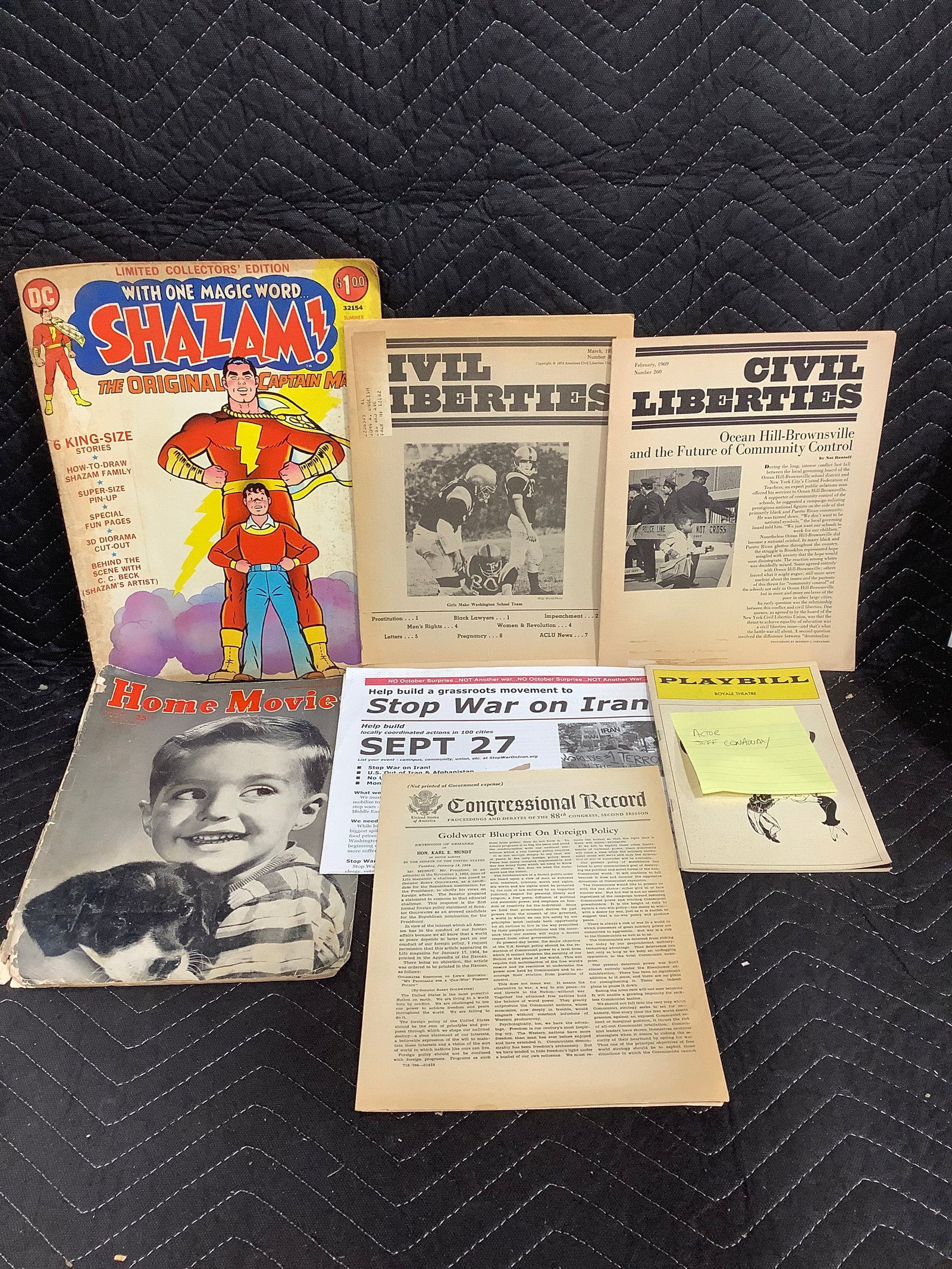Jeff Conaway playbill, Civil Liberties articles, vintage DC comic, and more (1 of 1)