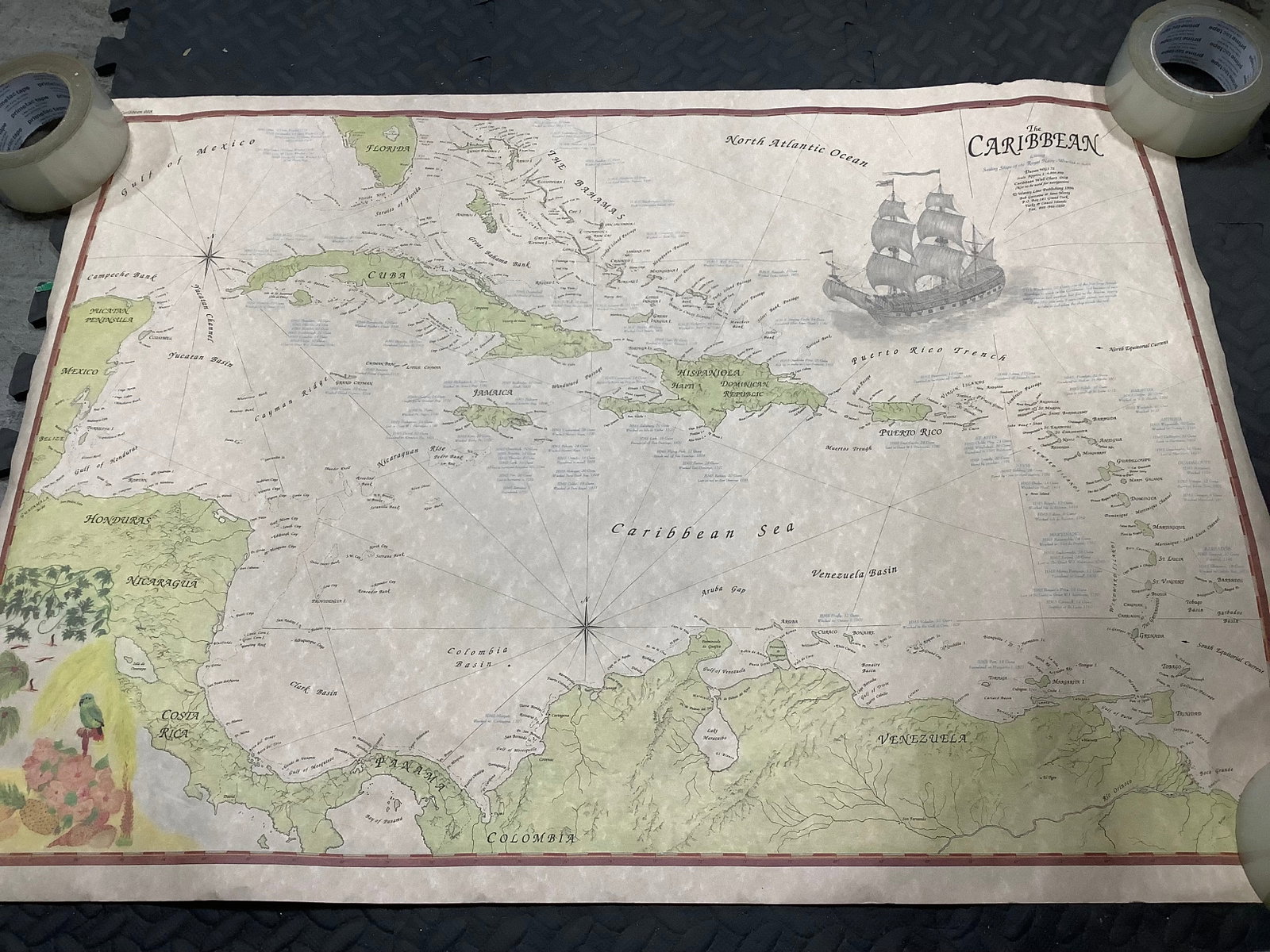 Vintage Carribean map(24inx33in) (1 of 1)