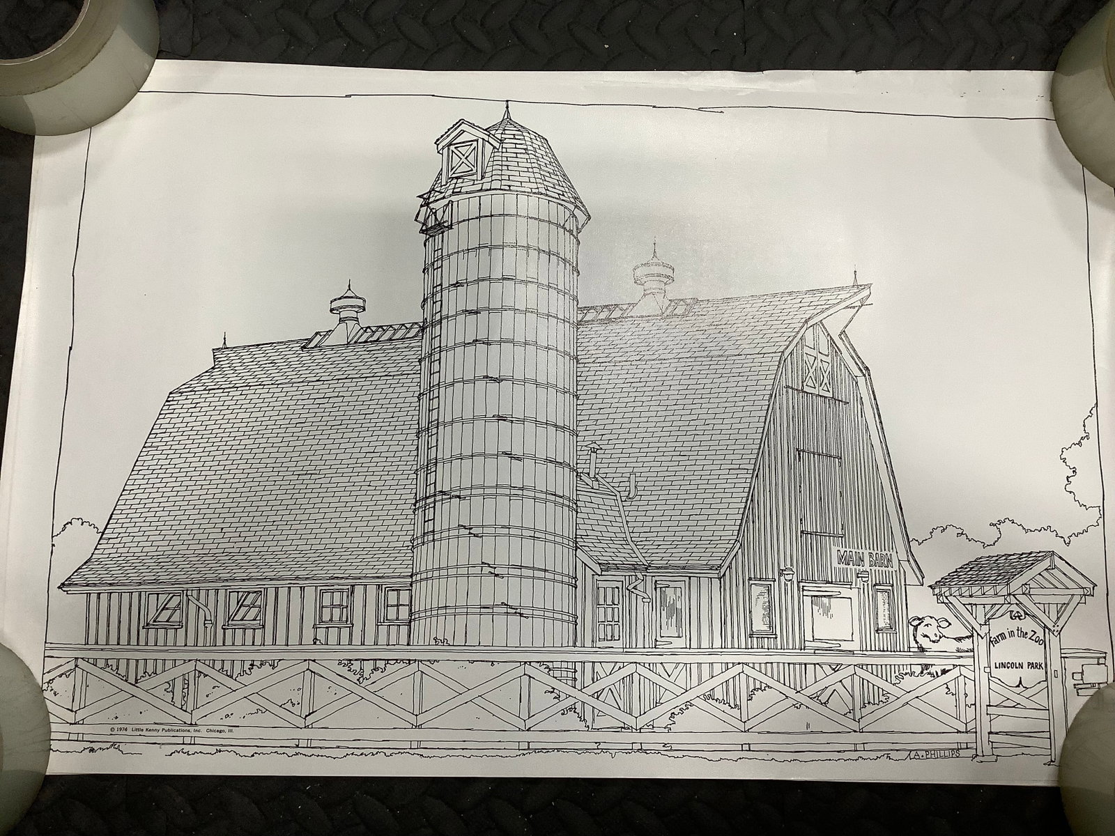 1975 Lincoln Park poster drawing signed A. Phillips Little Kenny Publications(14.5inx23in): 1975 Lincoln Park poster drawing signed A. Phillips Little Kenny Publications(14.5inx23in)