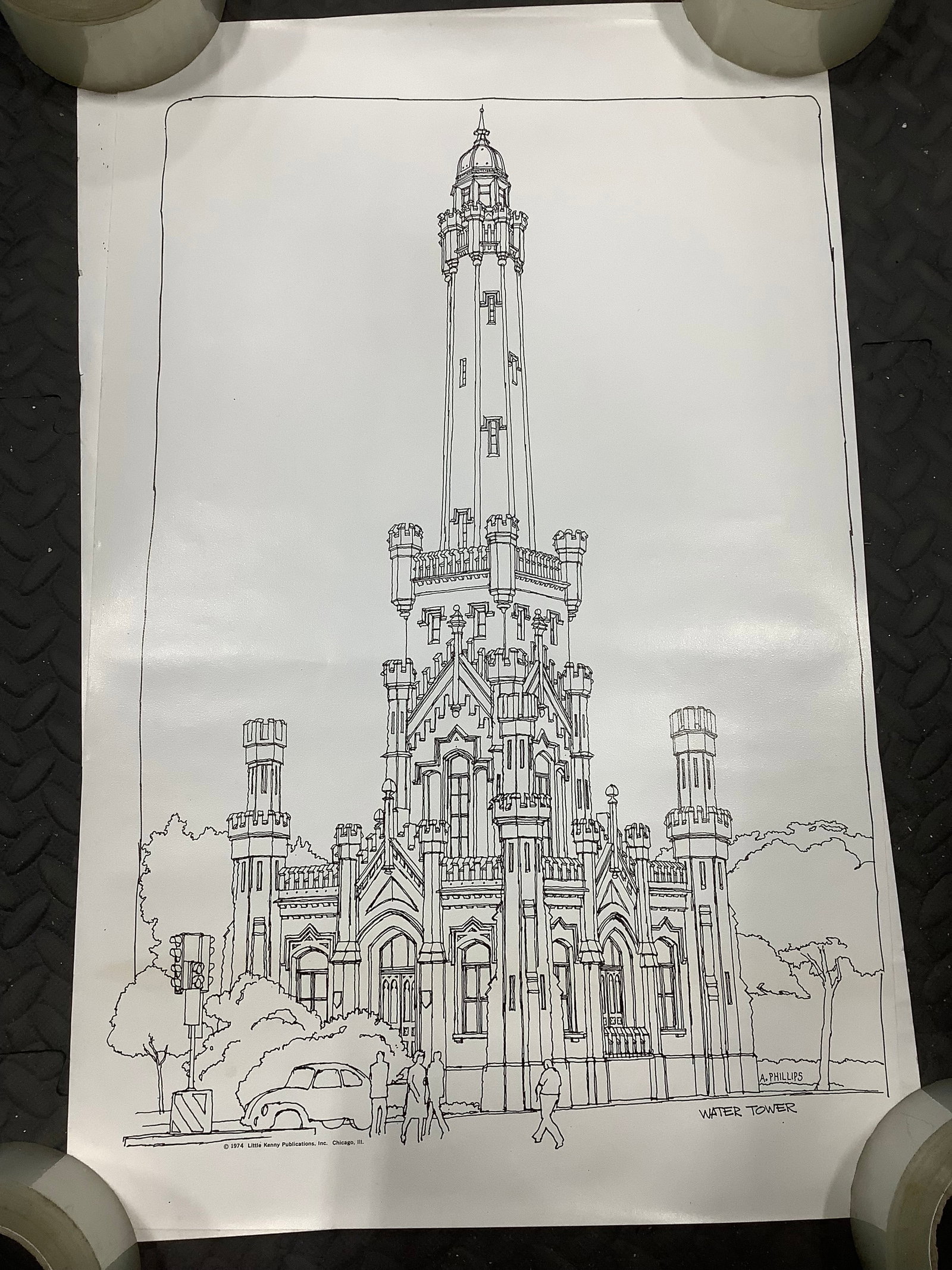 1975 poster drawing signed A. Phillips Little Kenny Publications(14.5inx23in) (1 of 1)