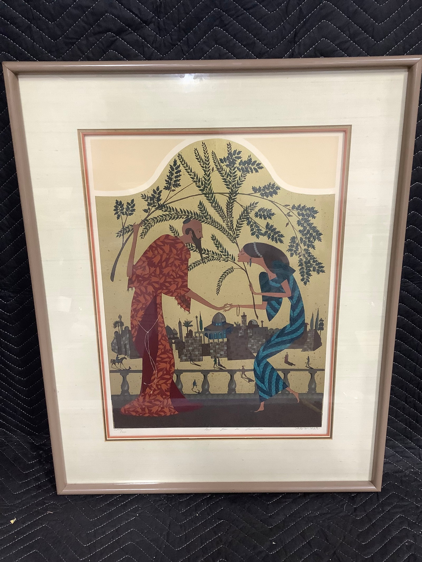 Framed Next Year in Jerusalem signed lithographic print(25inx31in): Framed Next Year in Jerusalem signed lithographic print(25inx31in)
