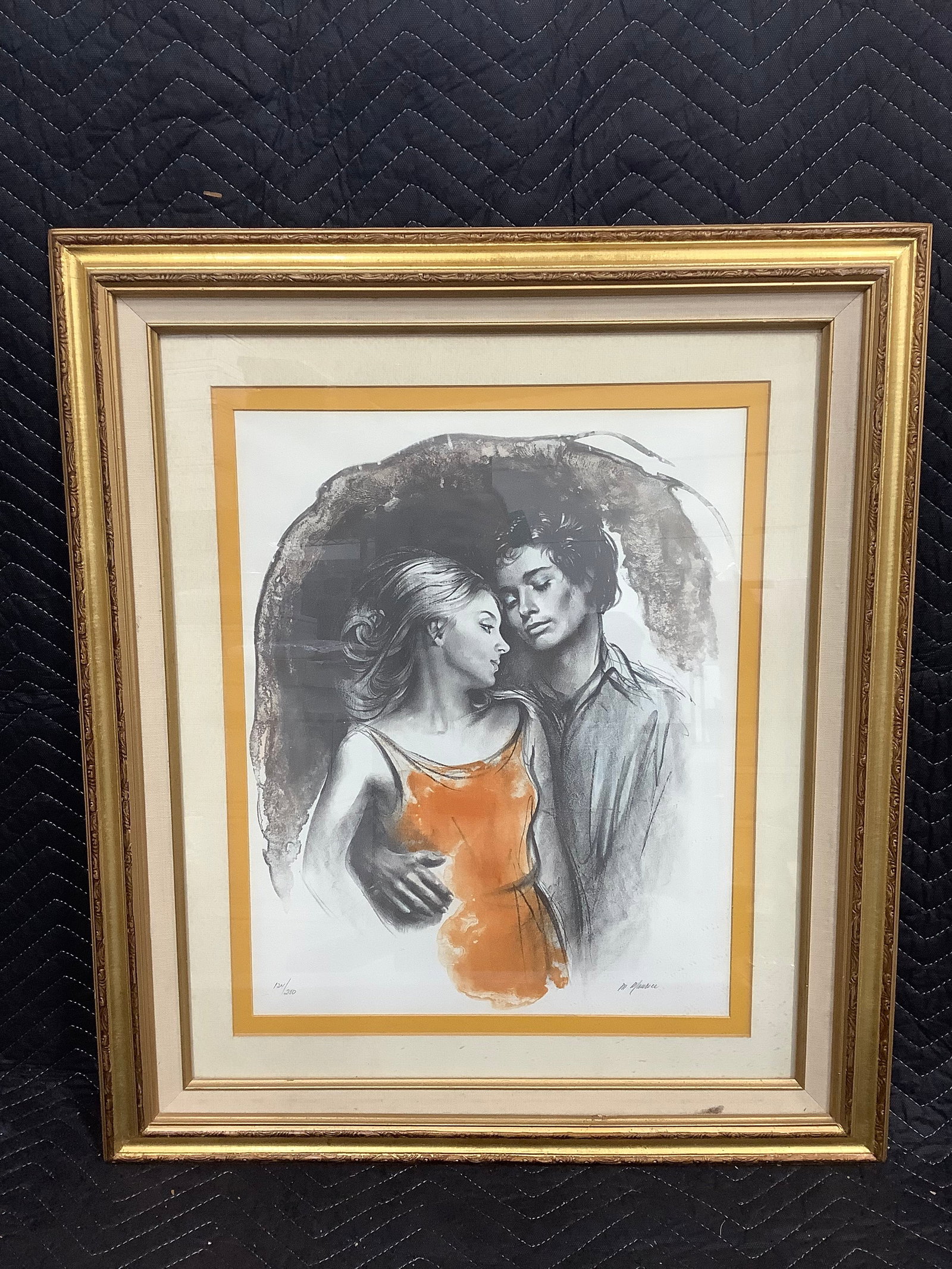 Framed Young Lovers signed lithographic print(25.5inx29.5in) (1 of 1)