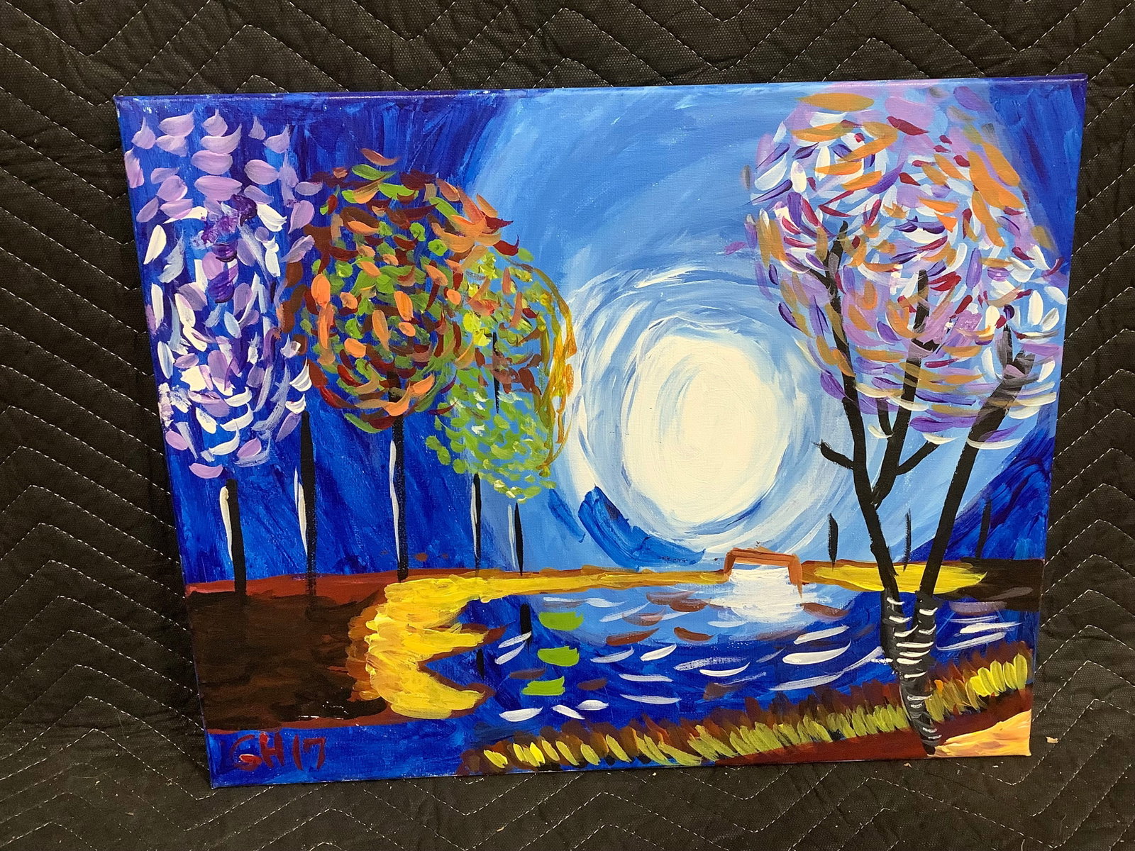 Signed canvas painting(16inx20in): Signed canvas painting(16inx20in)