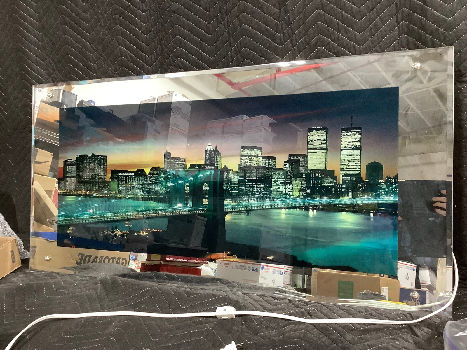 Vintage NYC Twin Towers Light Up Wall Mirror (19inx39in) (1 of 1)