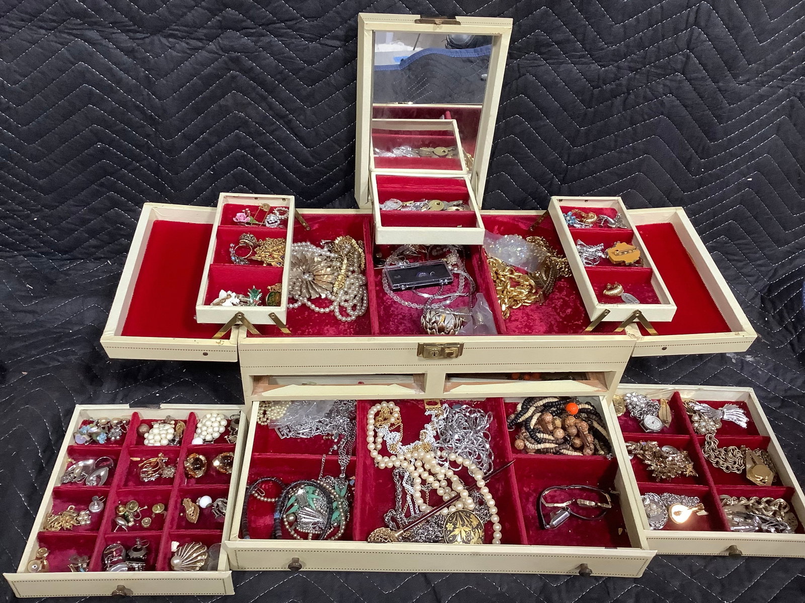 Large Jewelry Box with Costume Jewelry (7inx16inx9in) (1 of 1)
