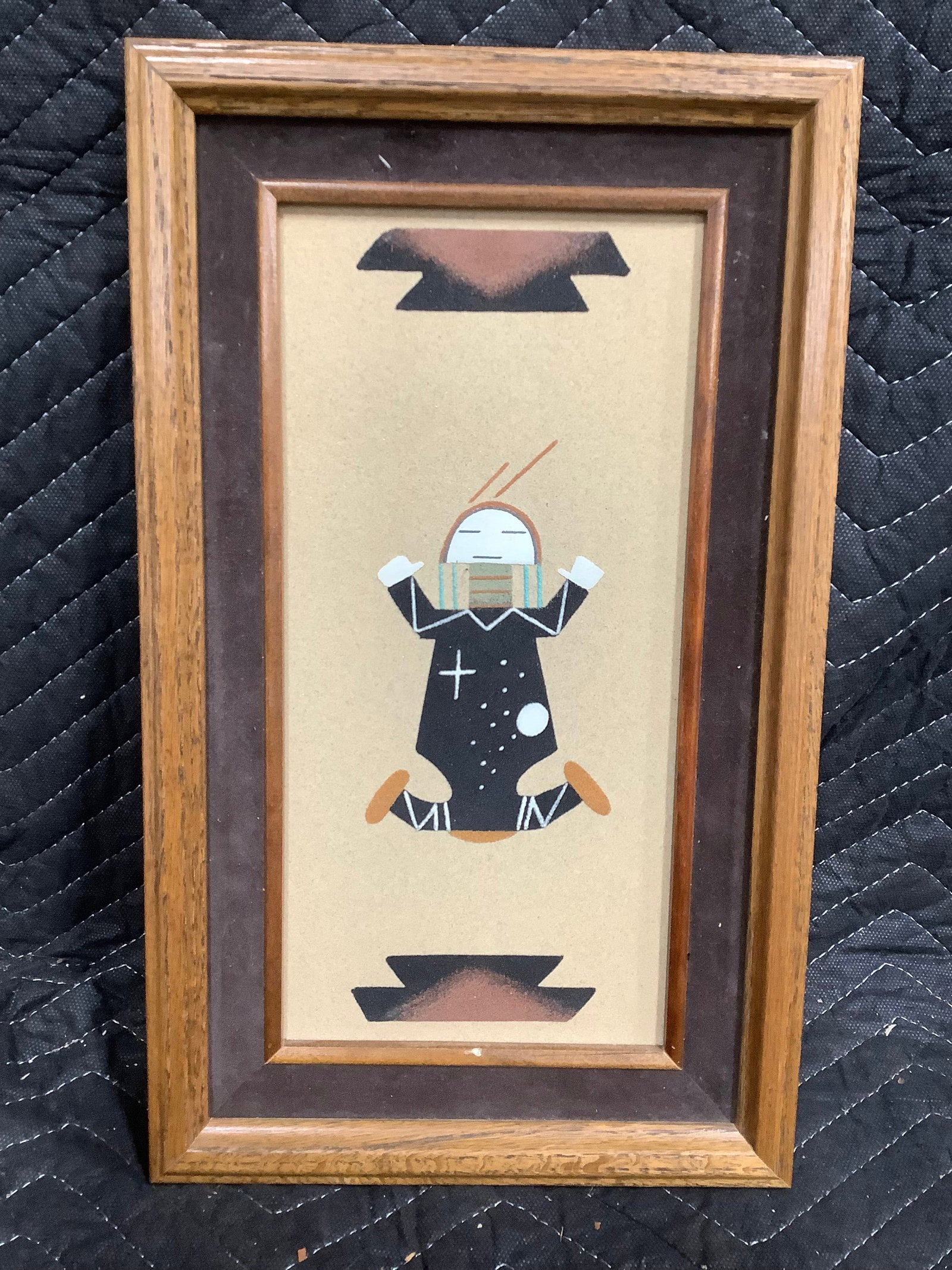 Framed Navajo Sand Art Painting (9inx15in): Framed Navajo Sand Art Painting (9inx15in)