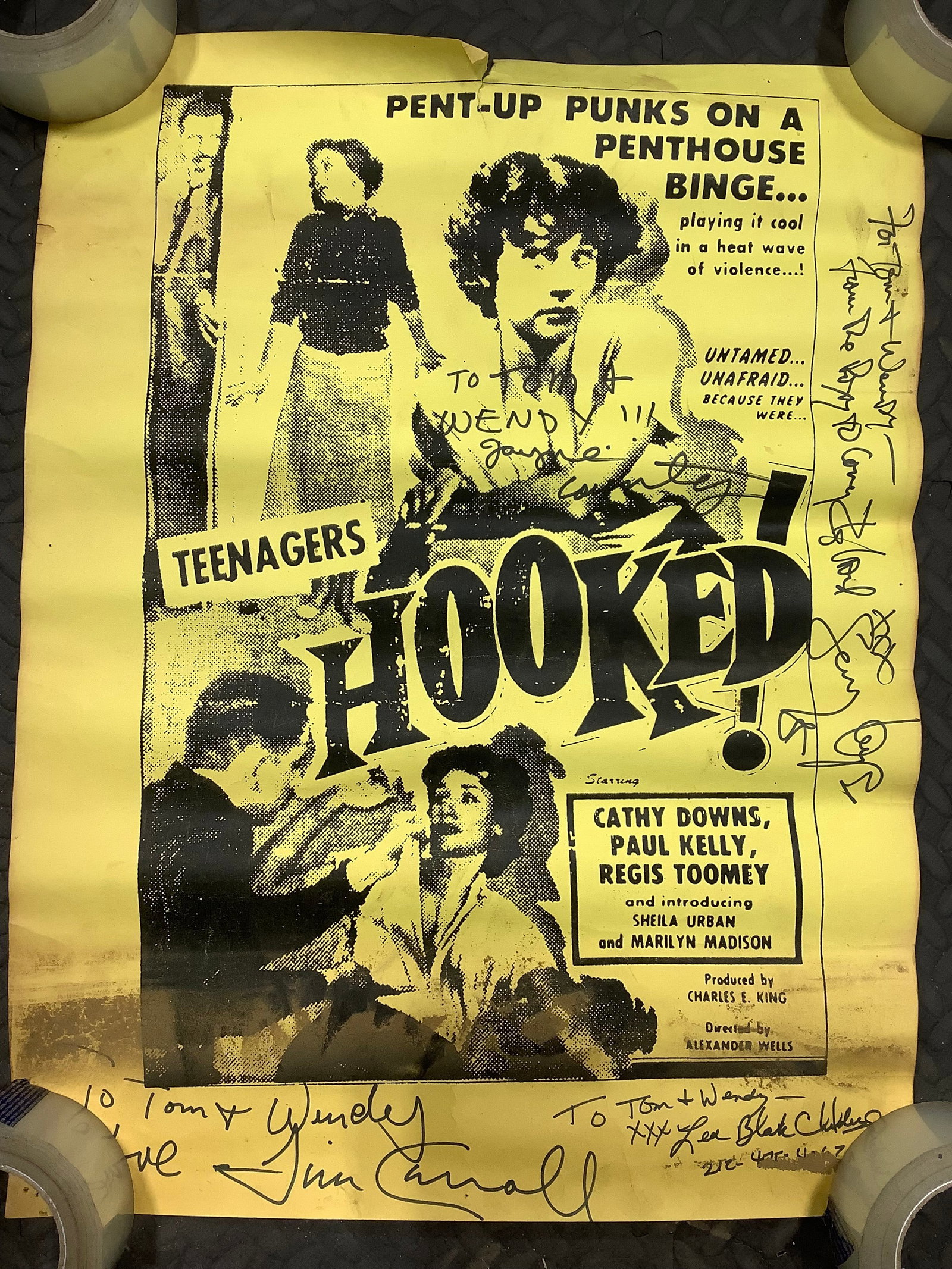 Teenagers Hooked vintage signed punk poster(18inx24in-slightly torn): Teenagers Hooked vintage signed punk poster(18inx24in-slightly torn)