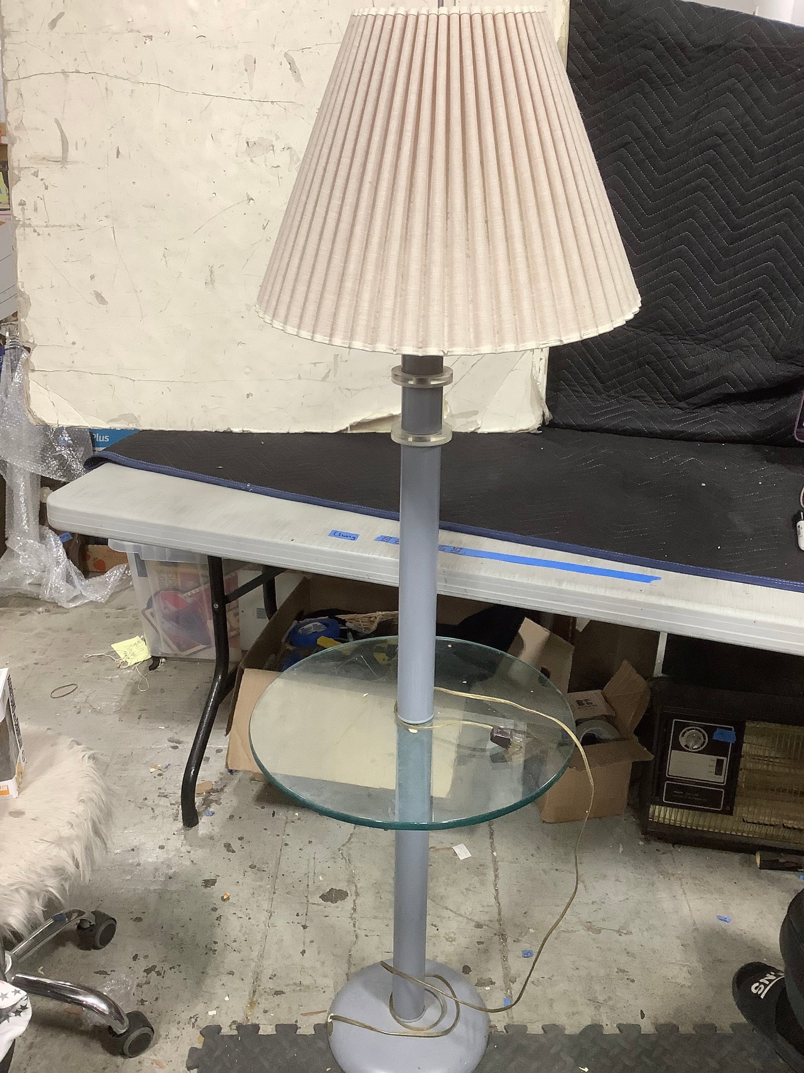 MCM floor lamp with beige lampshade(60in tall) (1 of 1)