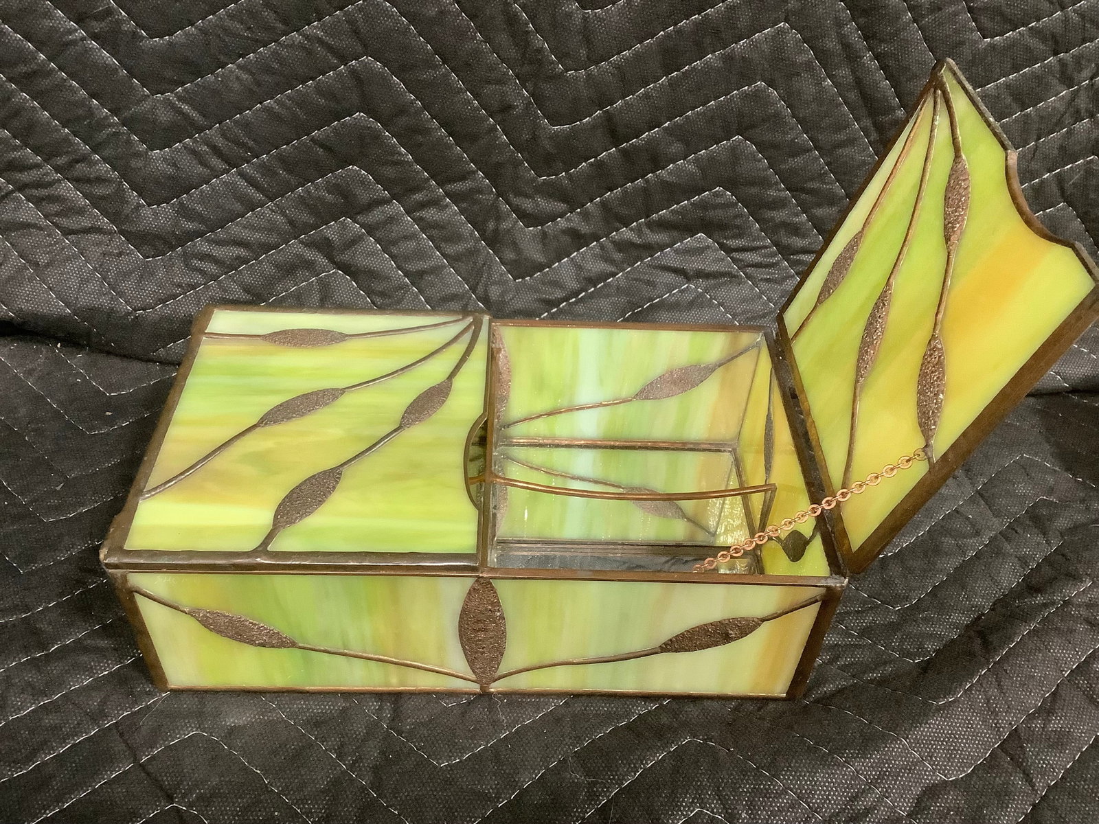 Vintage style stained glass trinket box signed Shomo (1 of 1)